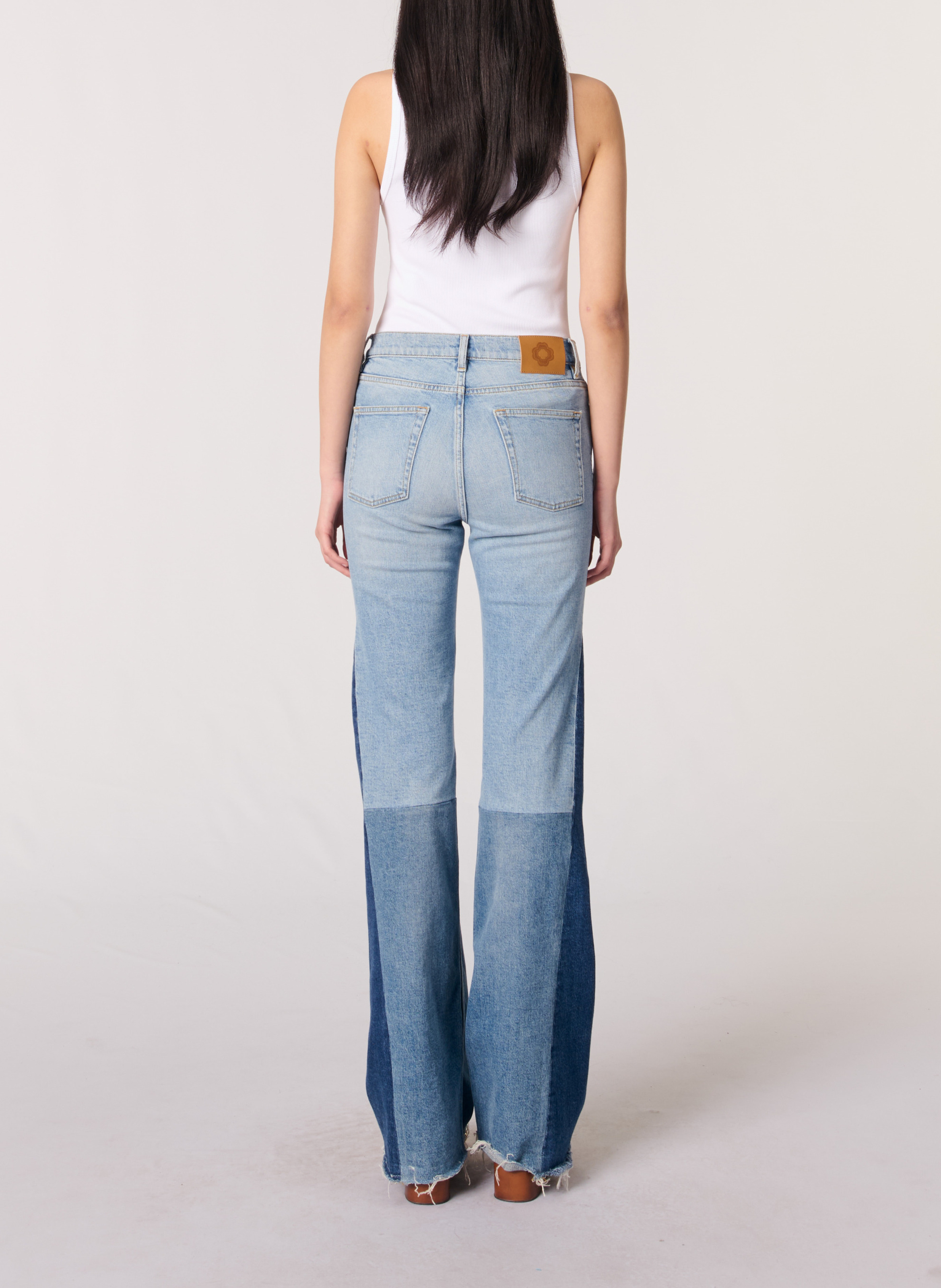 Jean droit patchwork MAJE Bleu