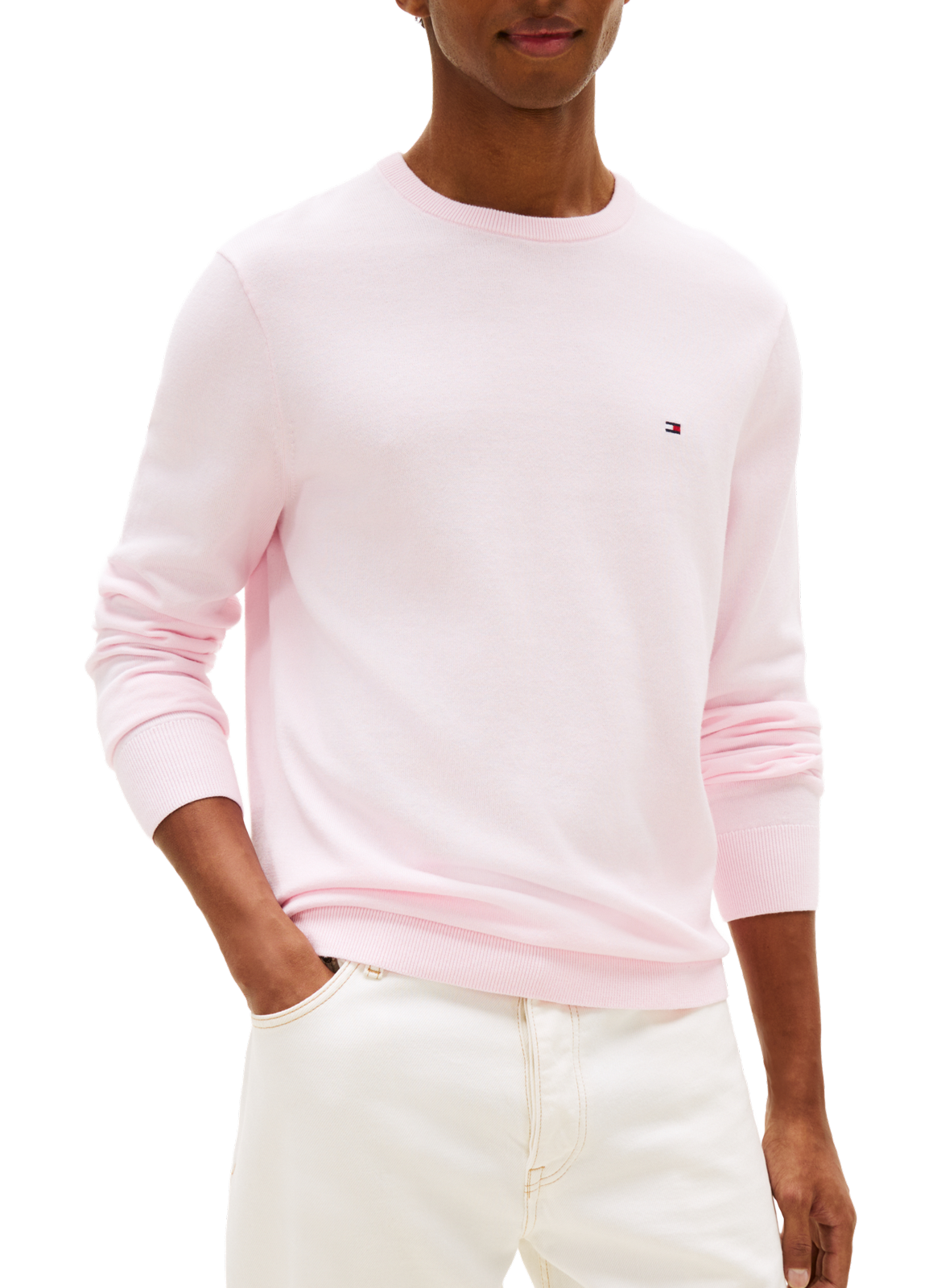 Cotton sweater with embroidered flag TOMMY HILFIGER Pink