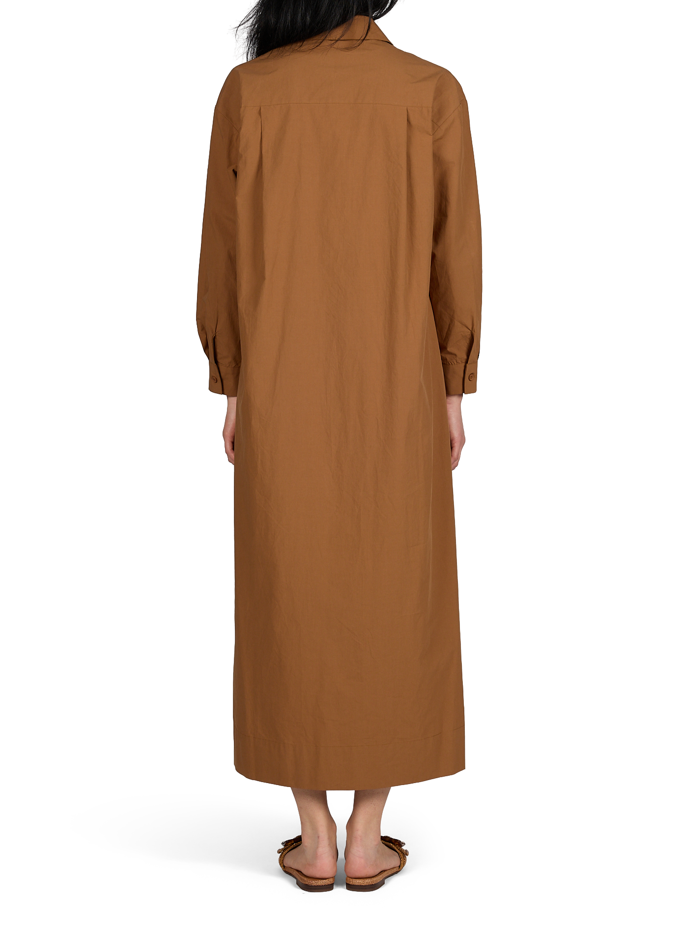 Vestido camisero largo de algodón SUNCOO Marrón