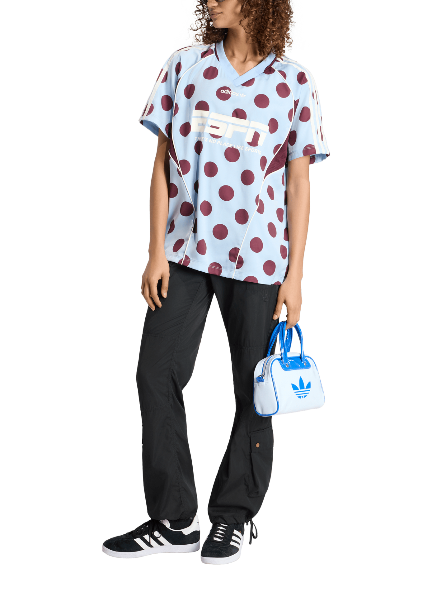 Polka dot V-neck T-shirt ADIDAS Blue