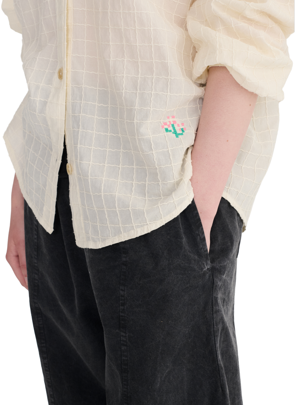 Checked blouse with embroidery BOBO CHOSES Beige