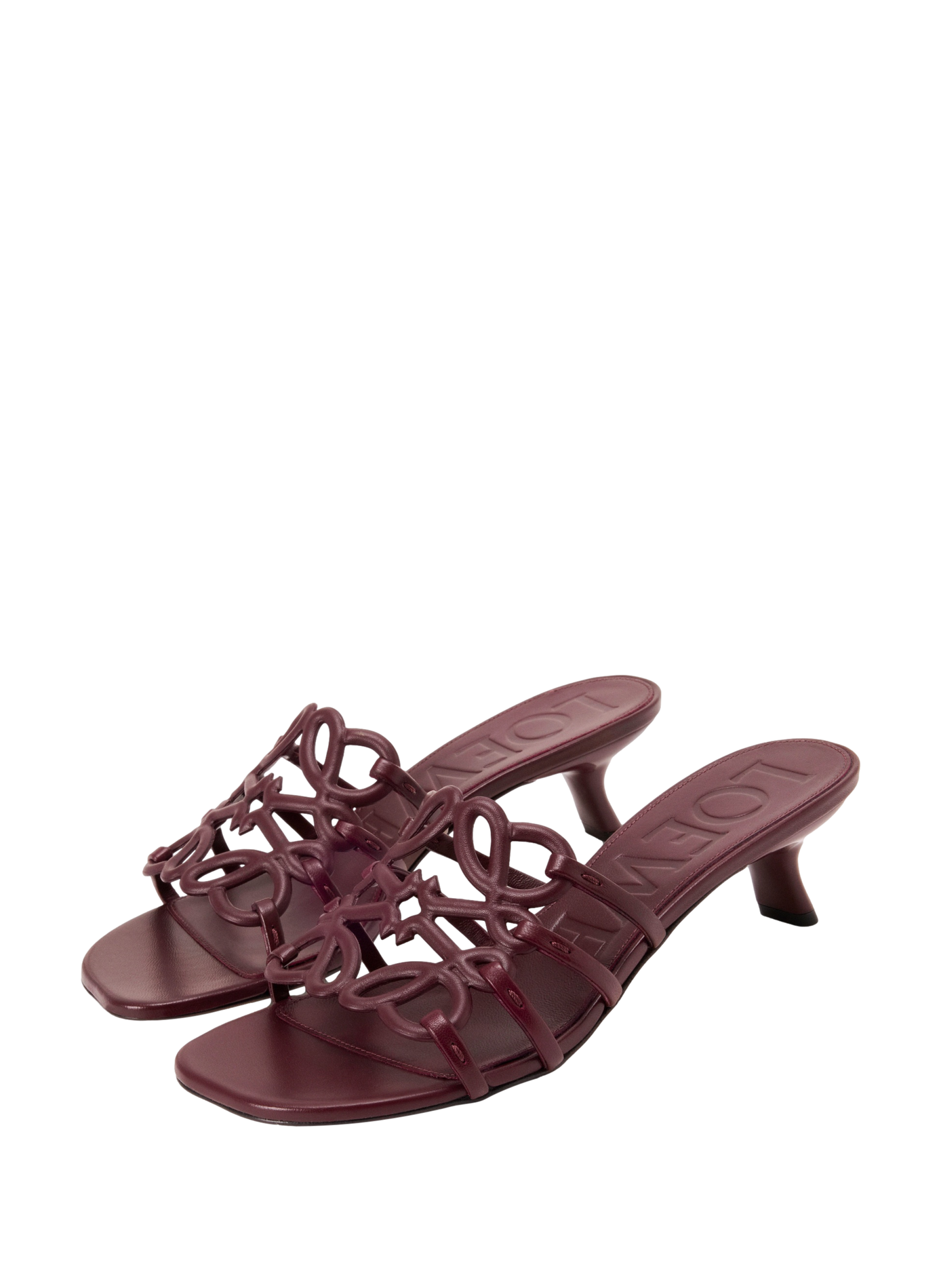 Mules Petal Anagram en cuir de veau souple LOEWE Rouge