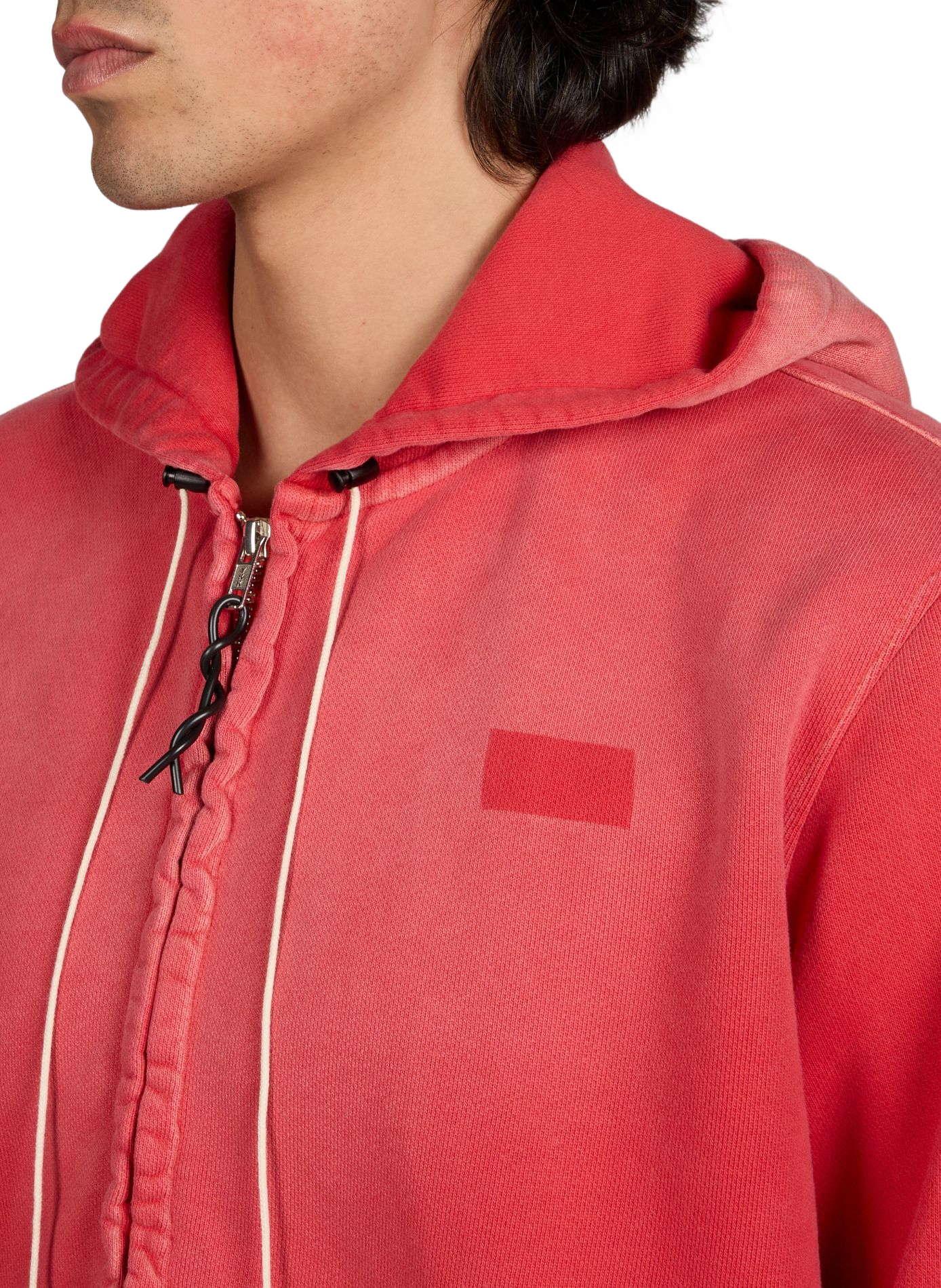 Sweat délavé à capuche en coton CAMIEL FORTGENS Rouge