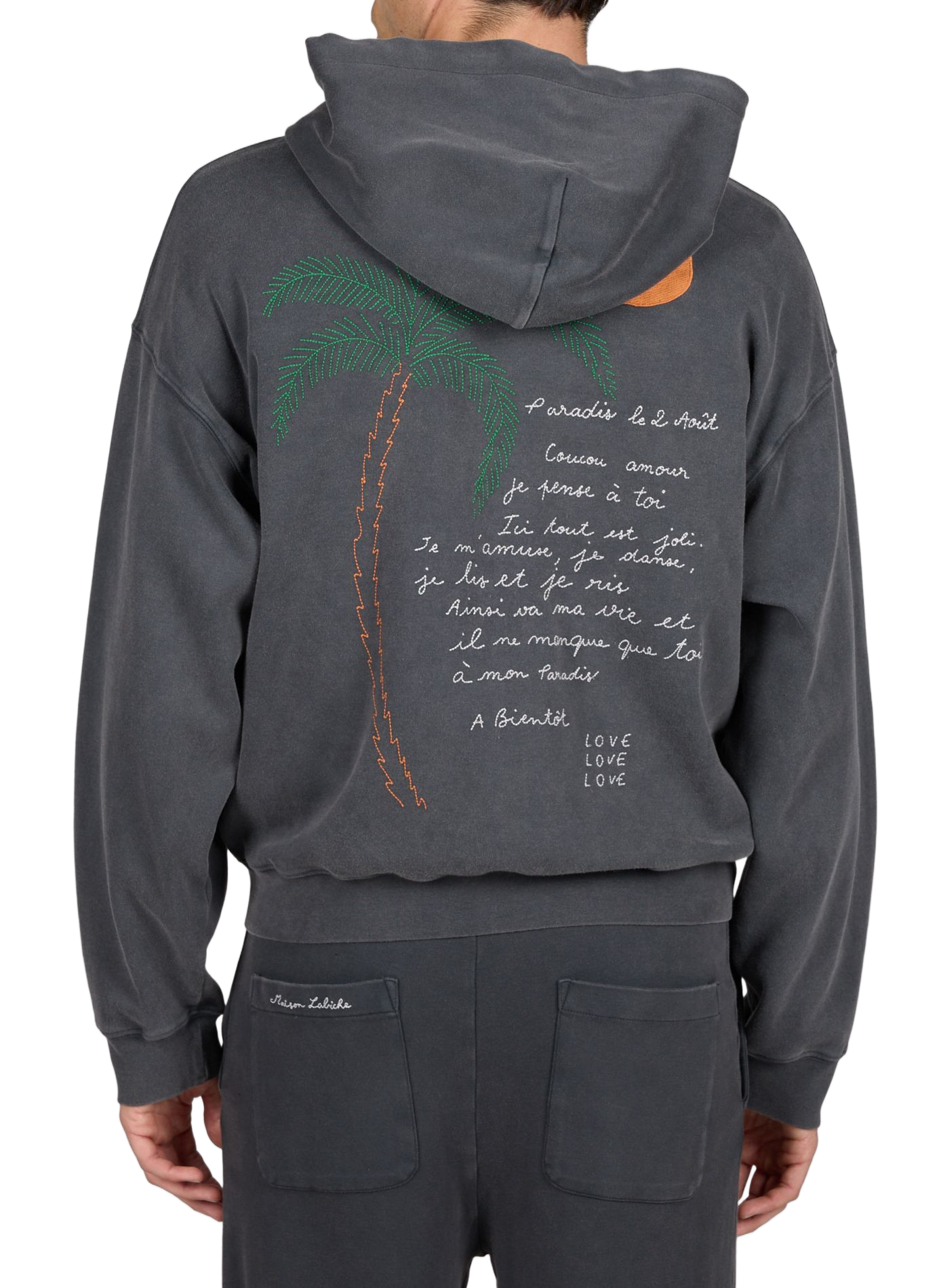 Sweatshirt brodé Gourgaud Palm en coton  MAISON LABICHE Noir