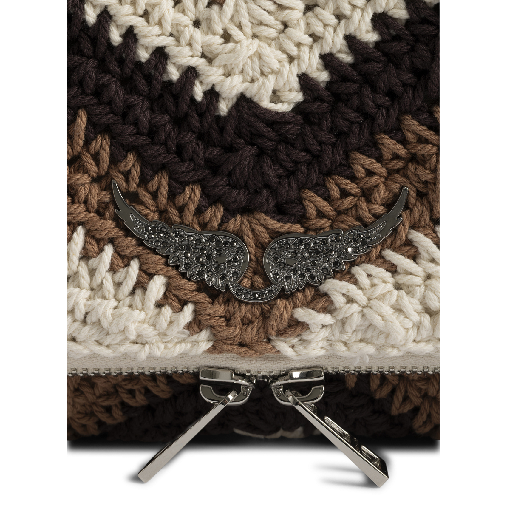 Pochette en coton macramé rock ZADIG&VOLTAIRE Marron