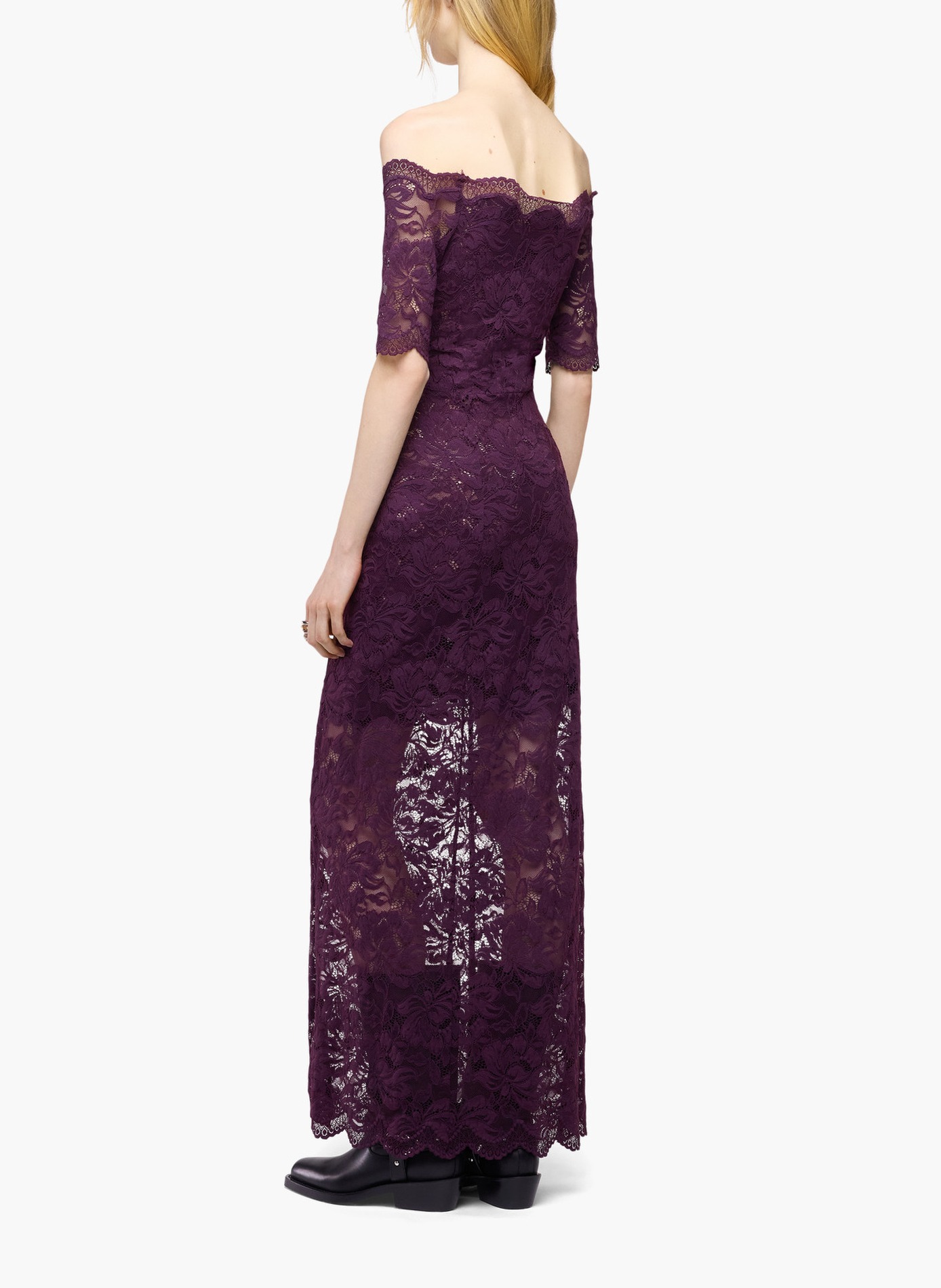 Robe midi en dentelle superposée RABANNE Violet