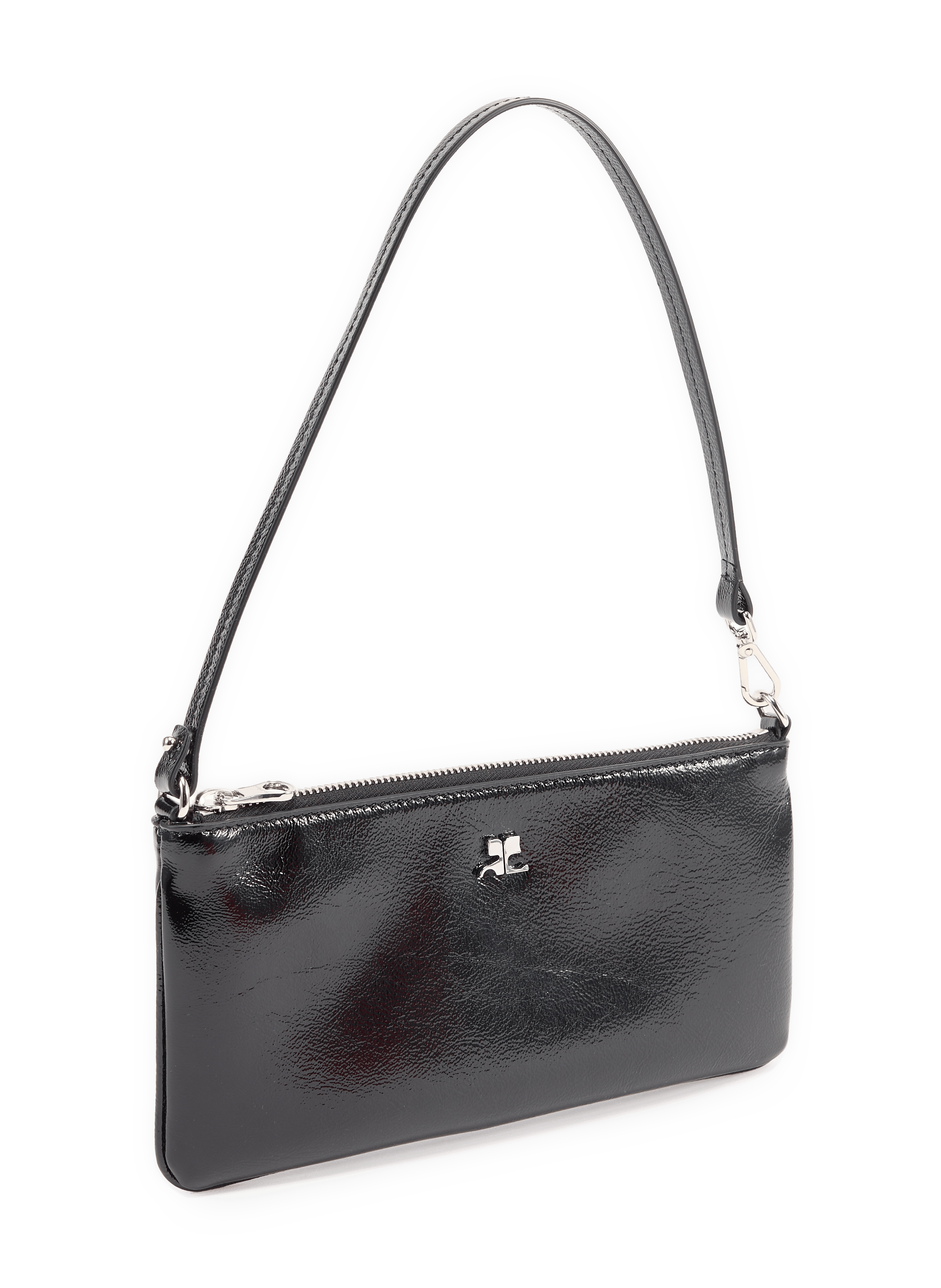 Pochette zippée à plaque logo COURRÈGES Noir