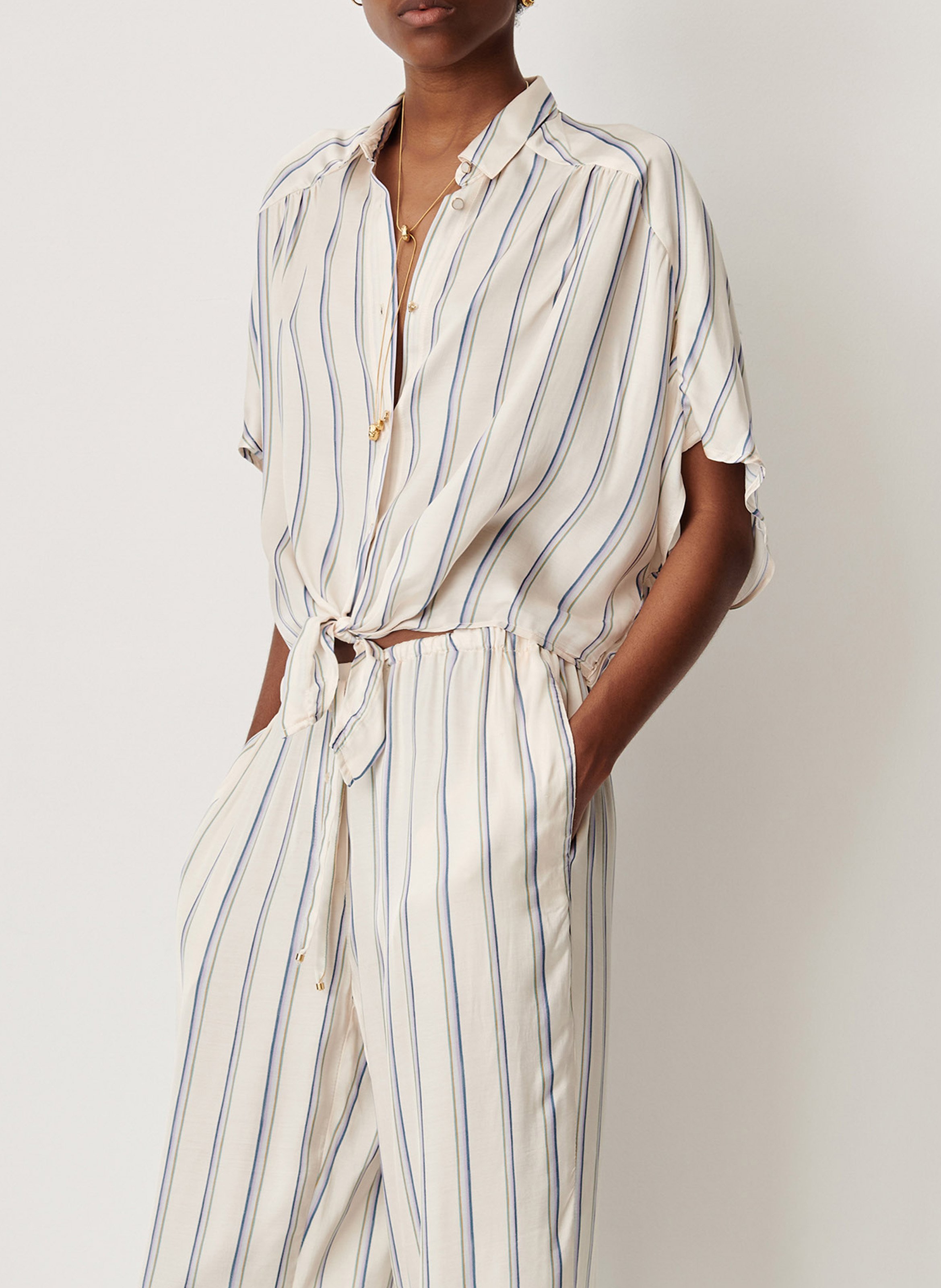 Chemise droite col classique rayée alfancy SESSUN Blanc