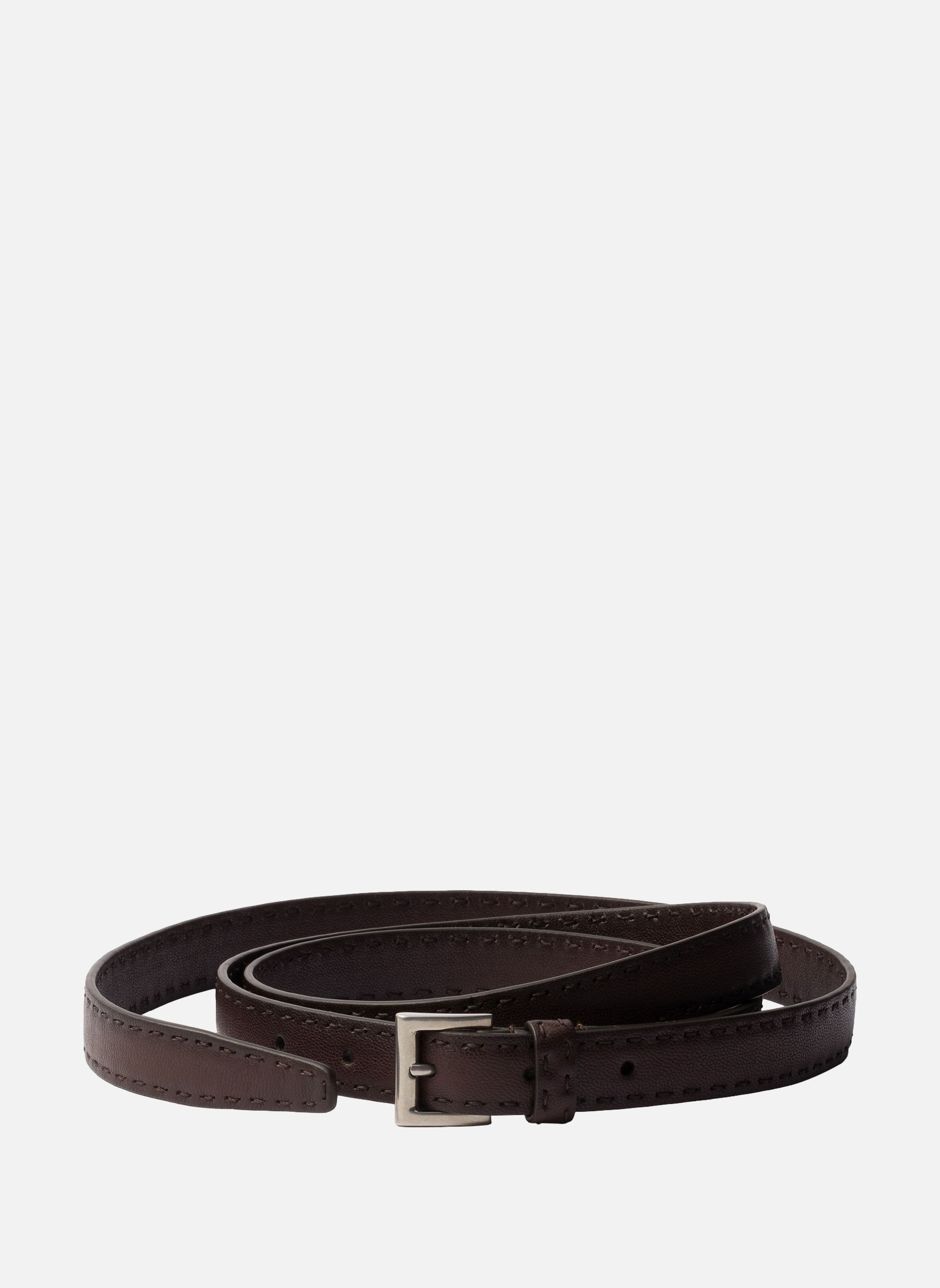 Ceinture en cuir à effet vieilli PRADA Marron
