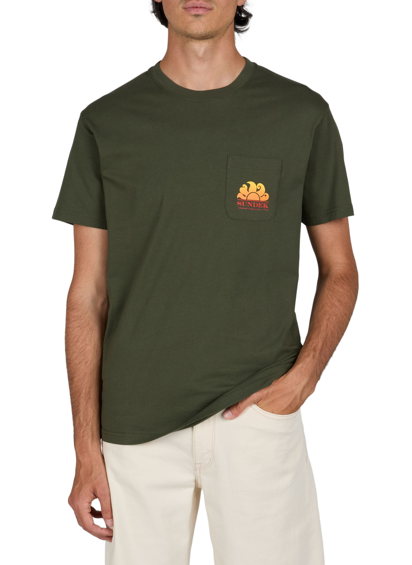 Round neck printed t-shirt SUNDEK Khaki