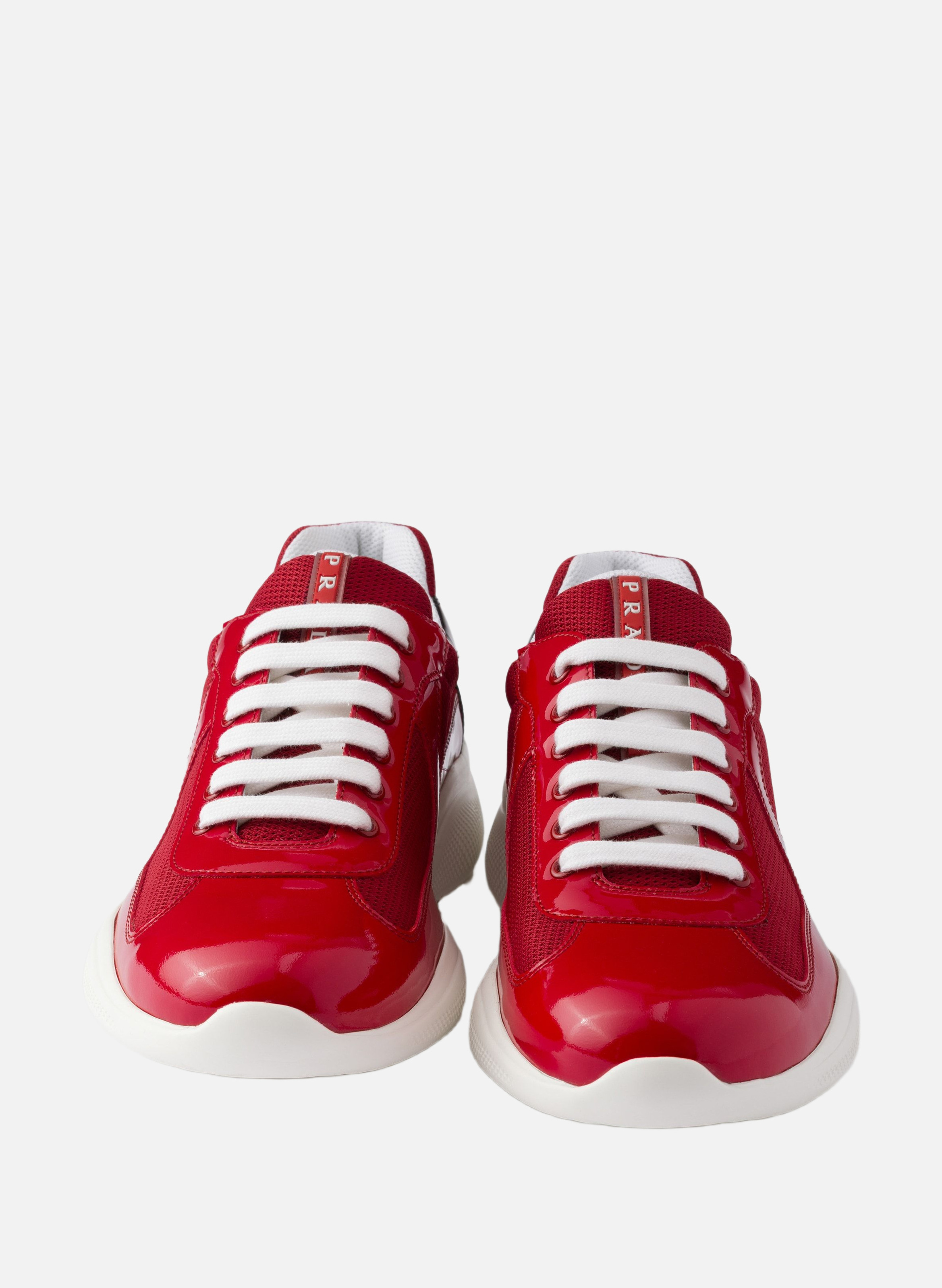 Sneakers prada america’s cup en cuir verni et tiss PRADA Rouge