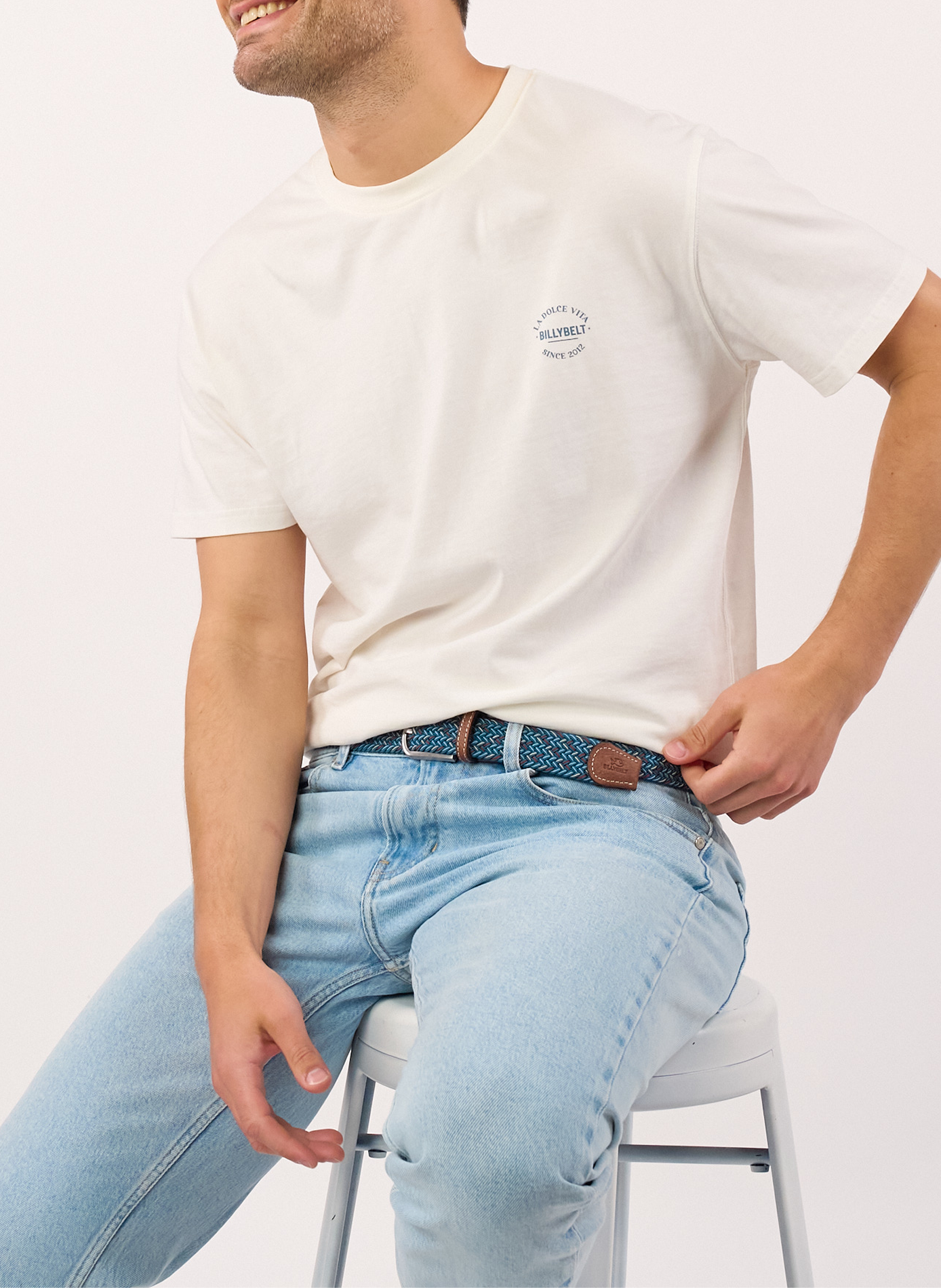 Ceinture tressée élastique multicolore BILLYBELT Bleu