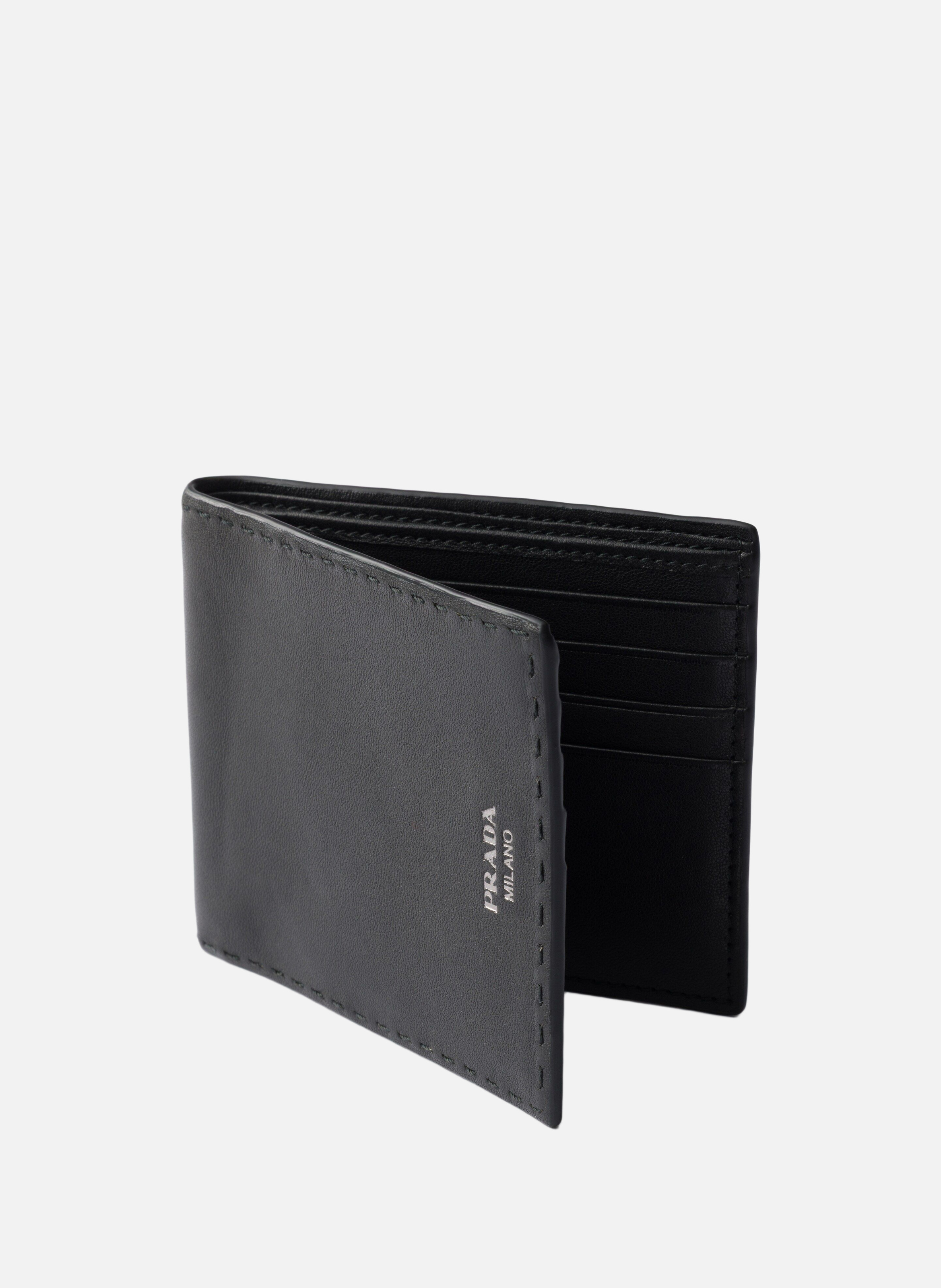 Portefeuille en cuir vieilli PRADA Noir