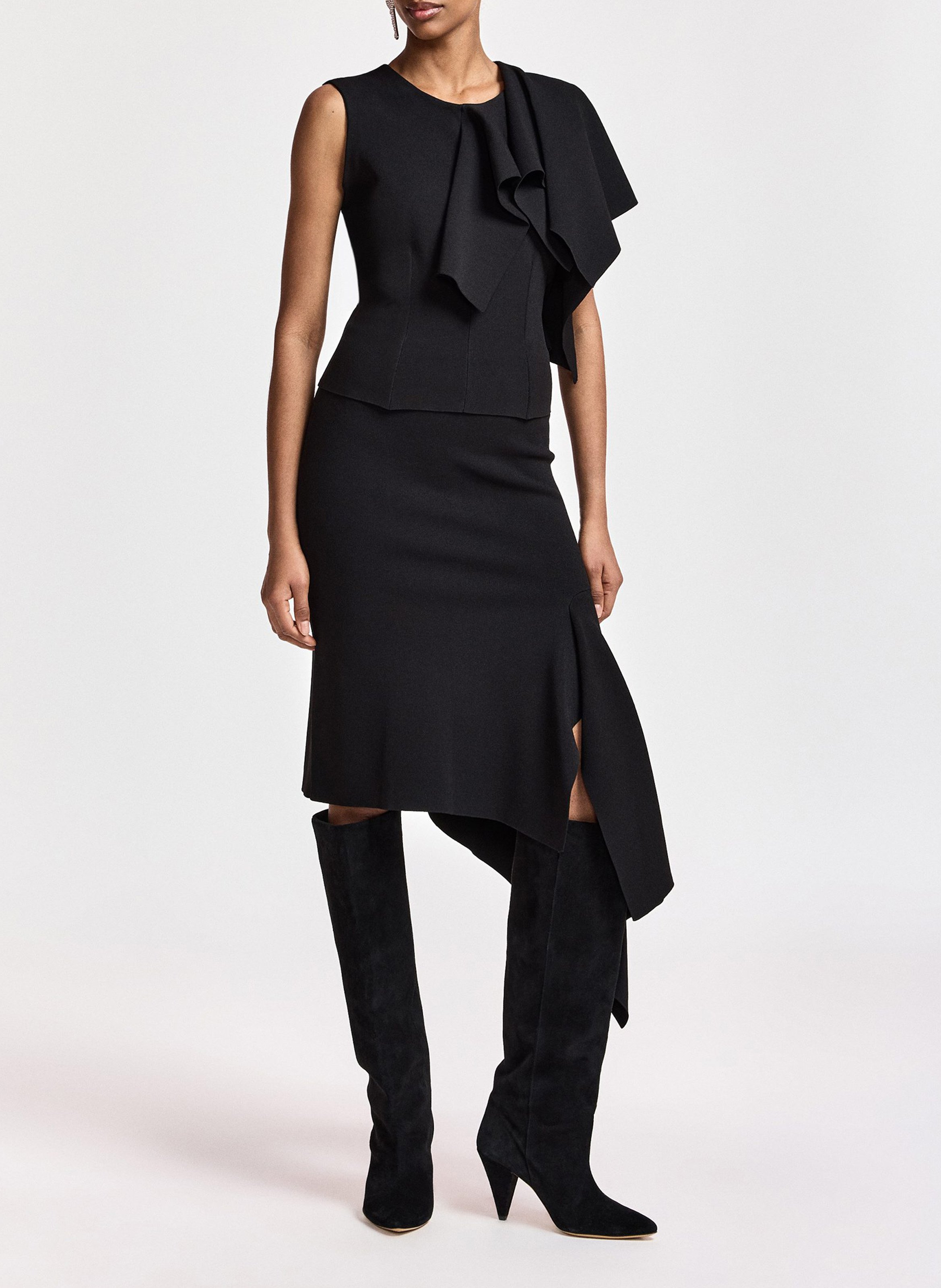 Top moulant à volant drapé know ESSENTIEL ANTWERP Noir