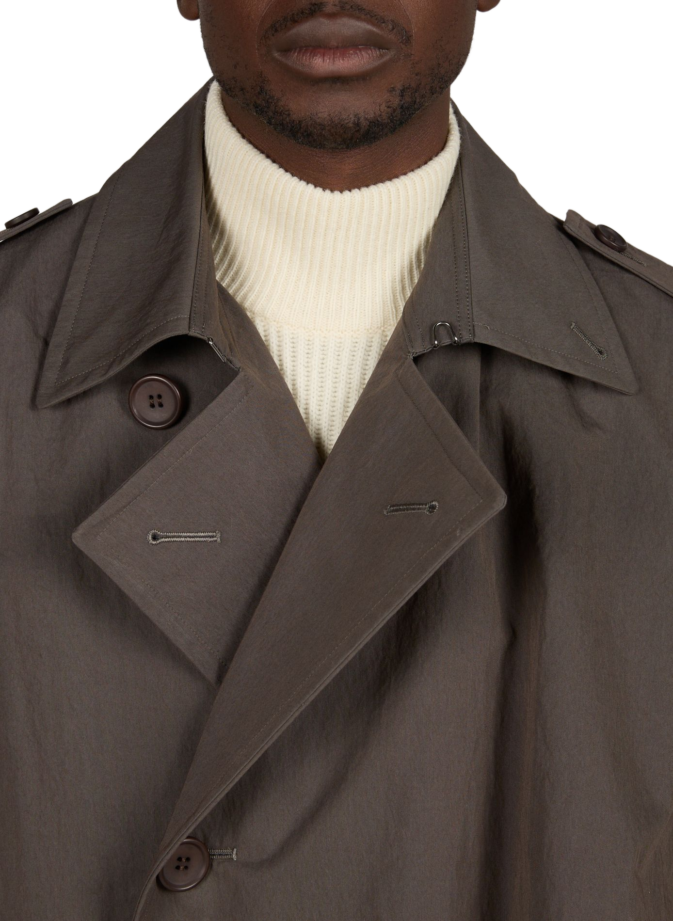 Mixed cotton trench coat ISSEY MIYAKE Brown