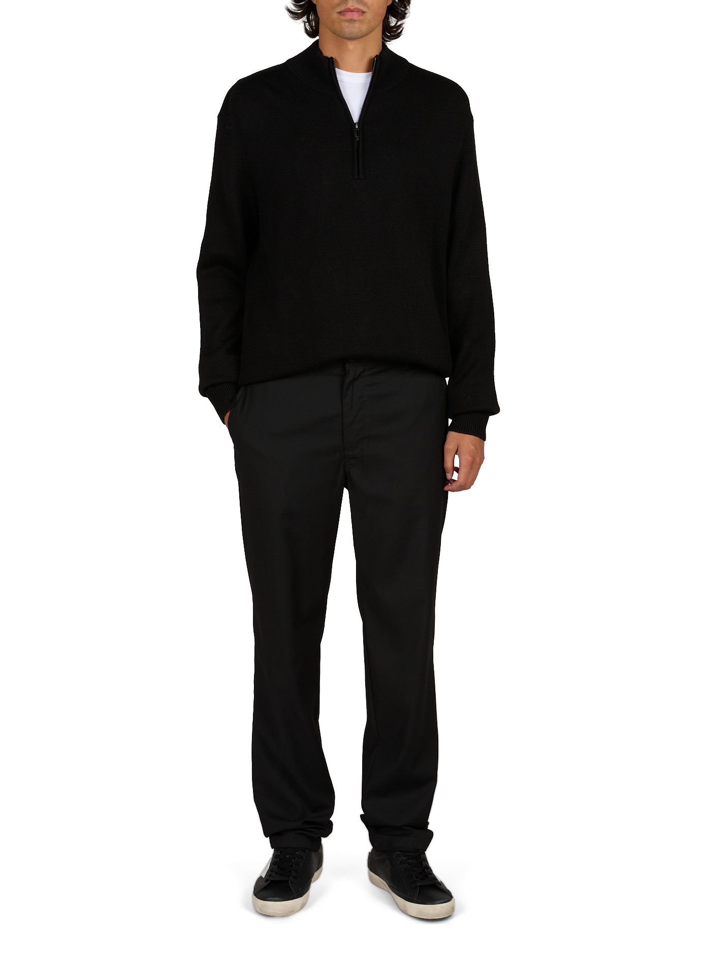 Rechte pullover met ritskraag in katoen en wolmix ARMANI EXCHANGE Zwart