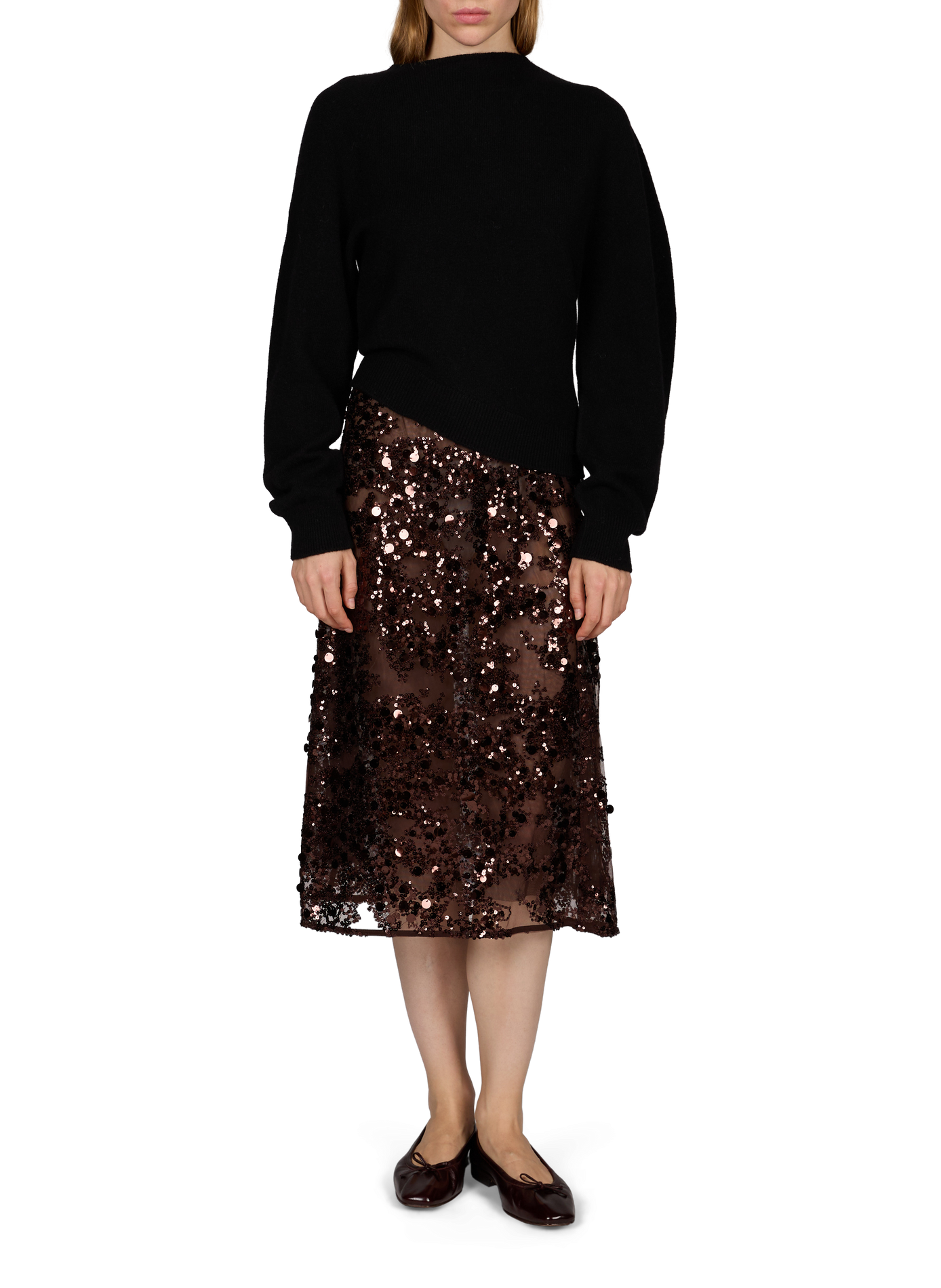 Jupe midi Shania à strass BAUM UND PFERDGARTEN Marron