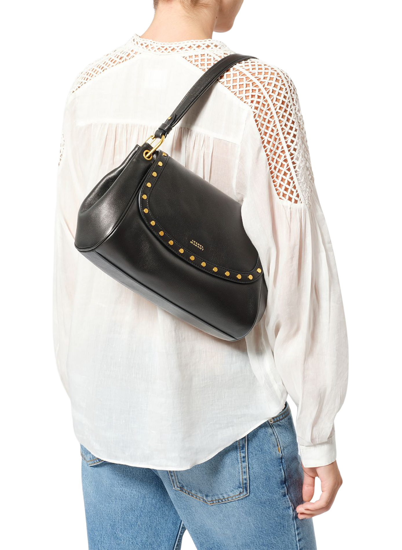 Schultertasche Chany M aus genietetem Leder ISABEL MARANT Schwarz