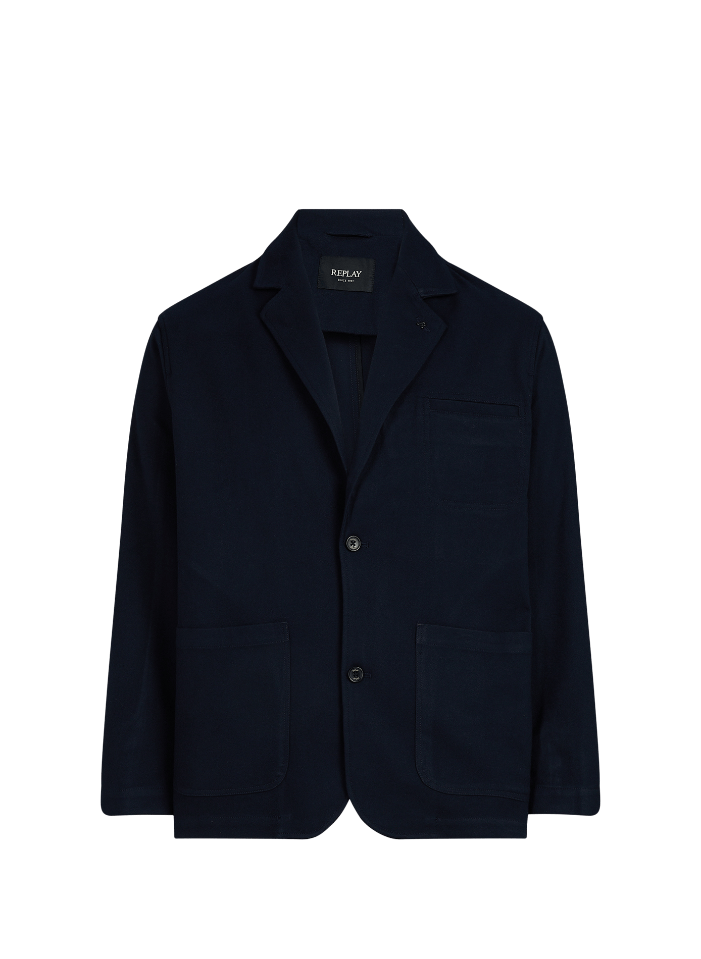 Straight blazer with a tailored collar. REPLAY Blue