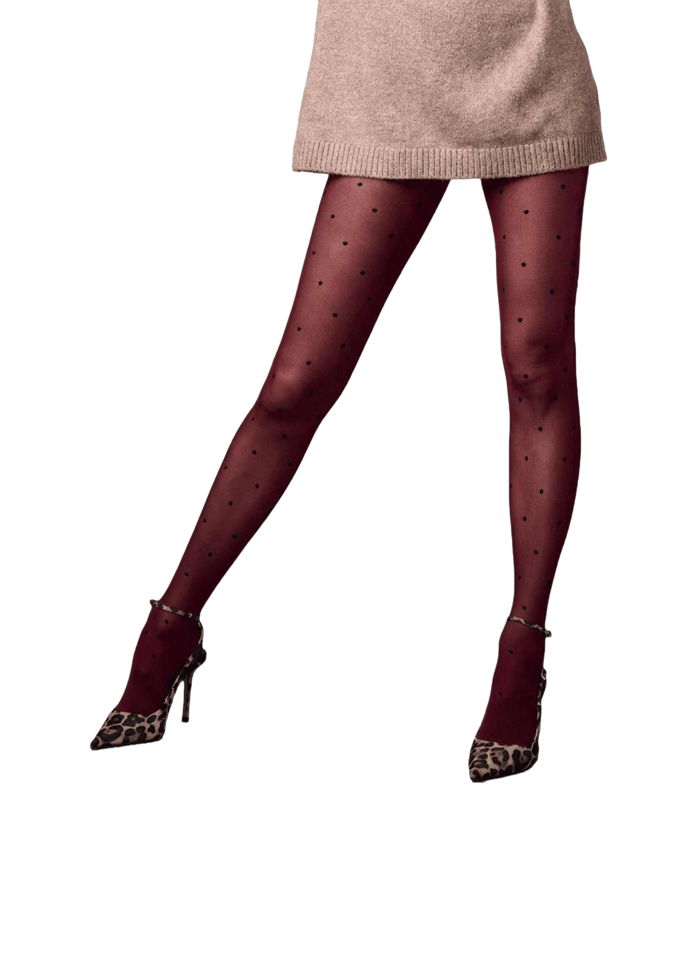 Collant a pois Plumetis 35D LE BOURGET Rosso
