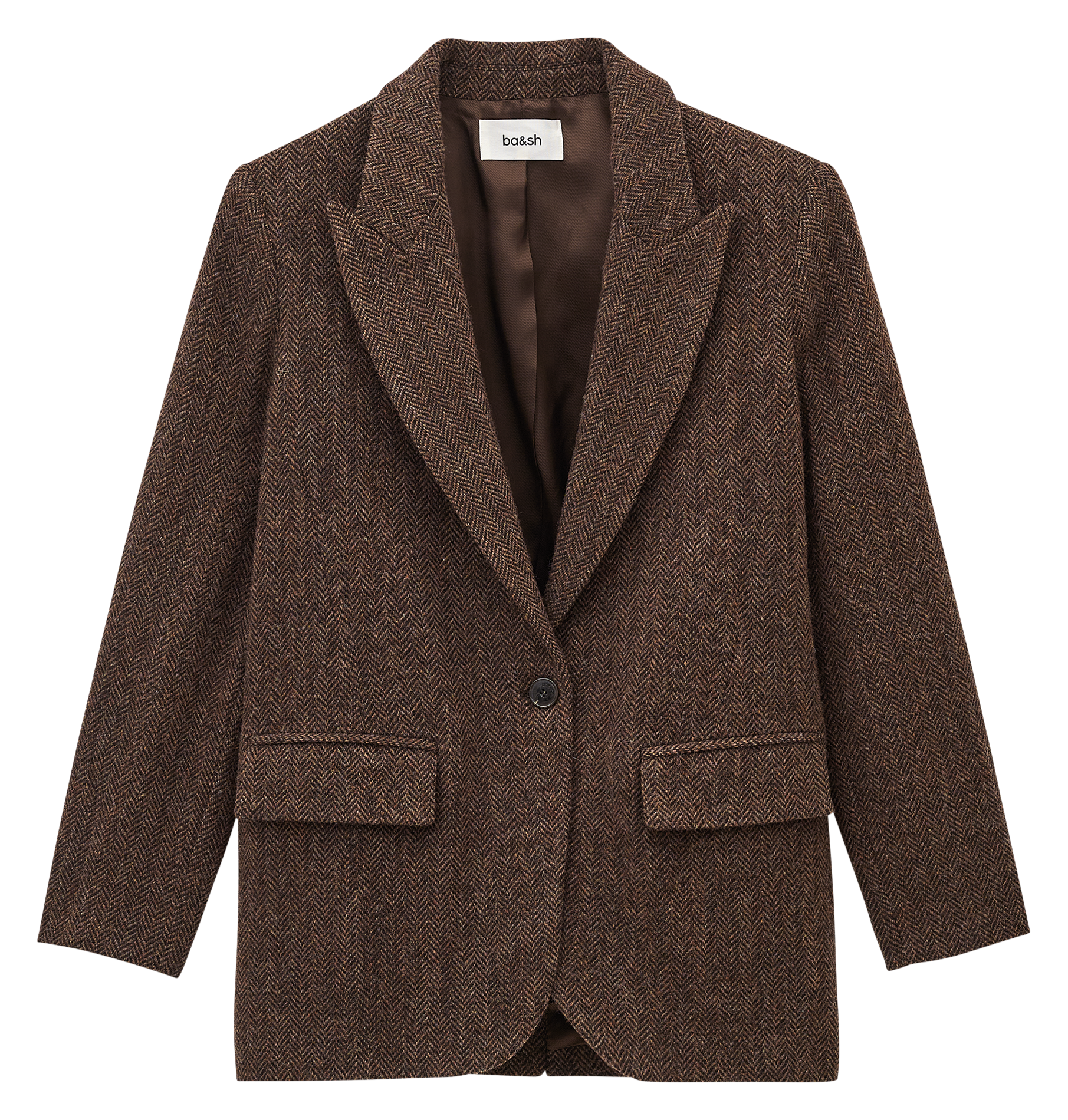 Veste tailleur droite en laine mélangée kast BA&SH Marron