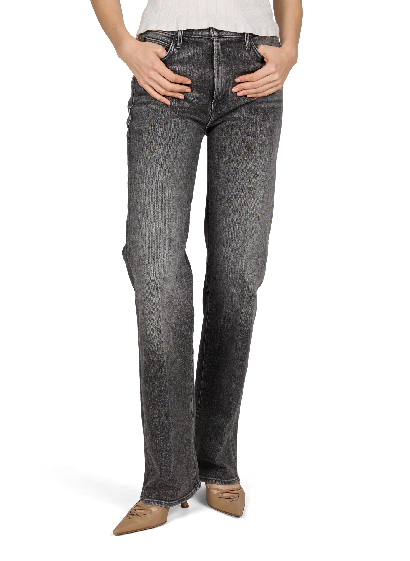 Straight Leg The Kick It jeans in a cotton blend MOTHER Grey