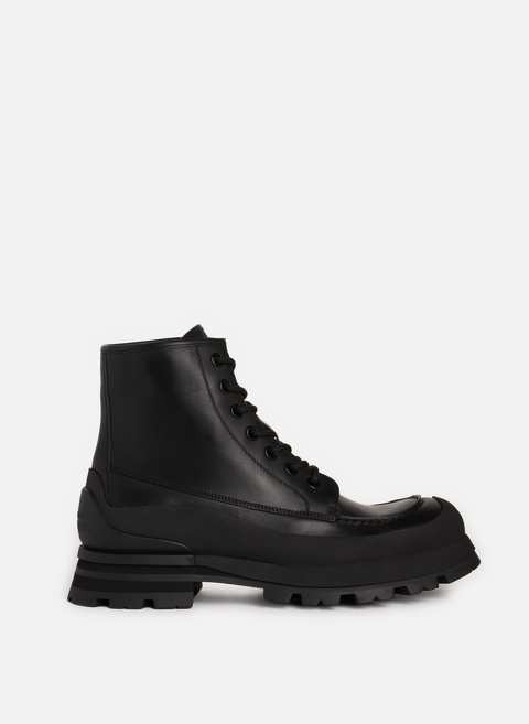 Tread Slick leather ankle boots BlackALEXANDER MCQUEEN 