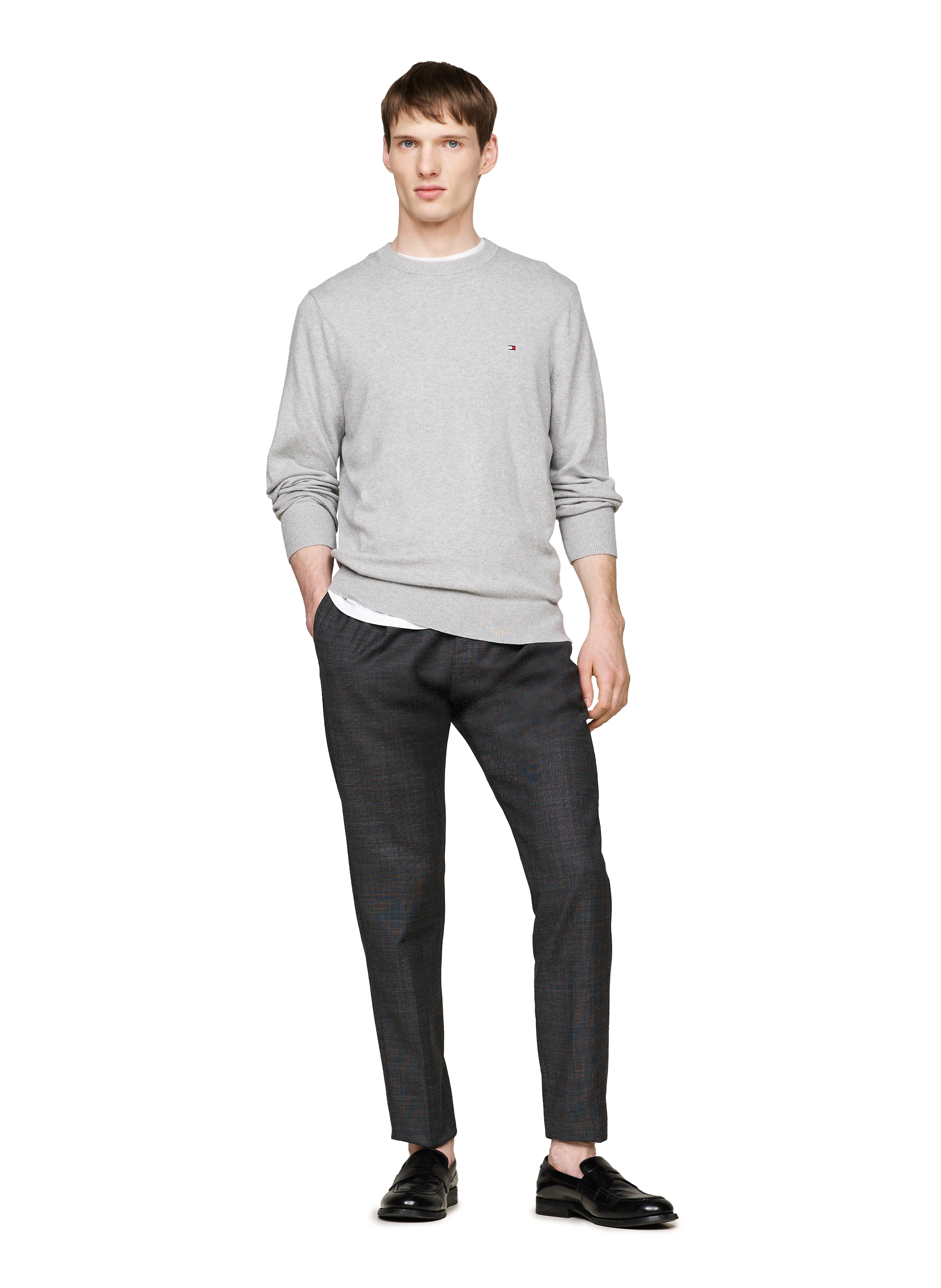 Cotton cable knit jumper TOMMY HILFIGER Grey