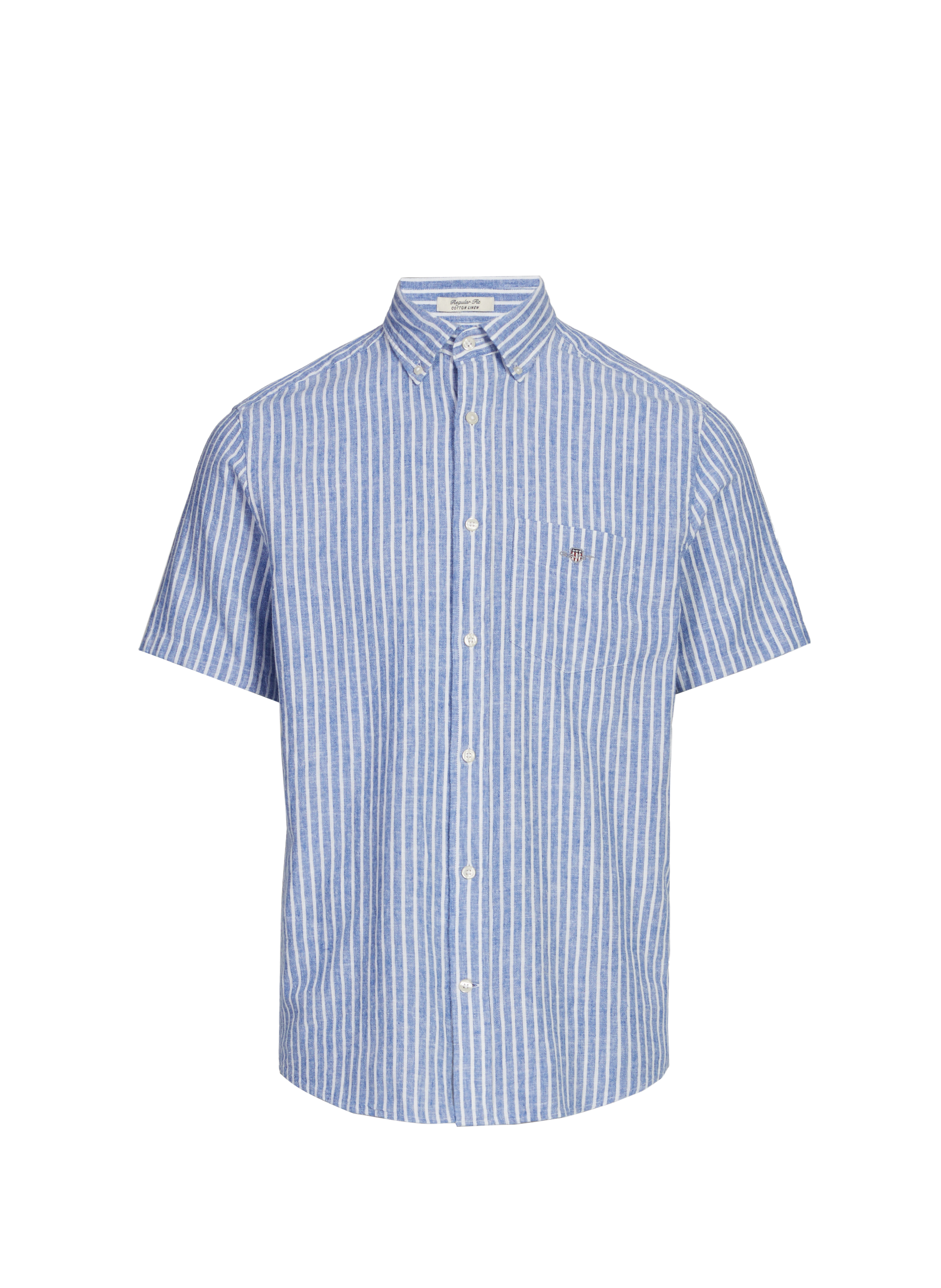 Chemise rayée en lin et coton Bleu