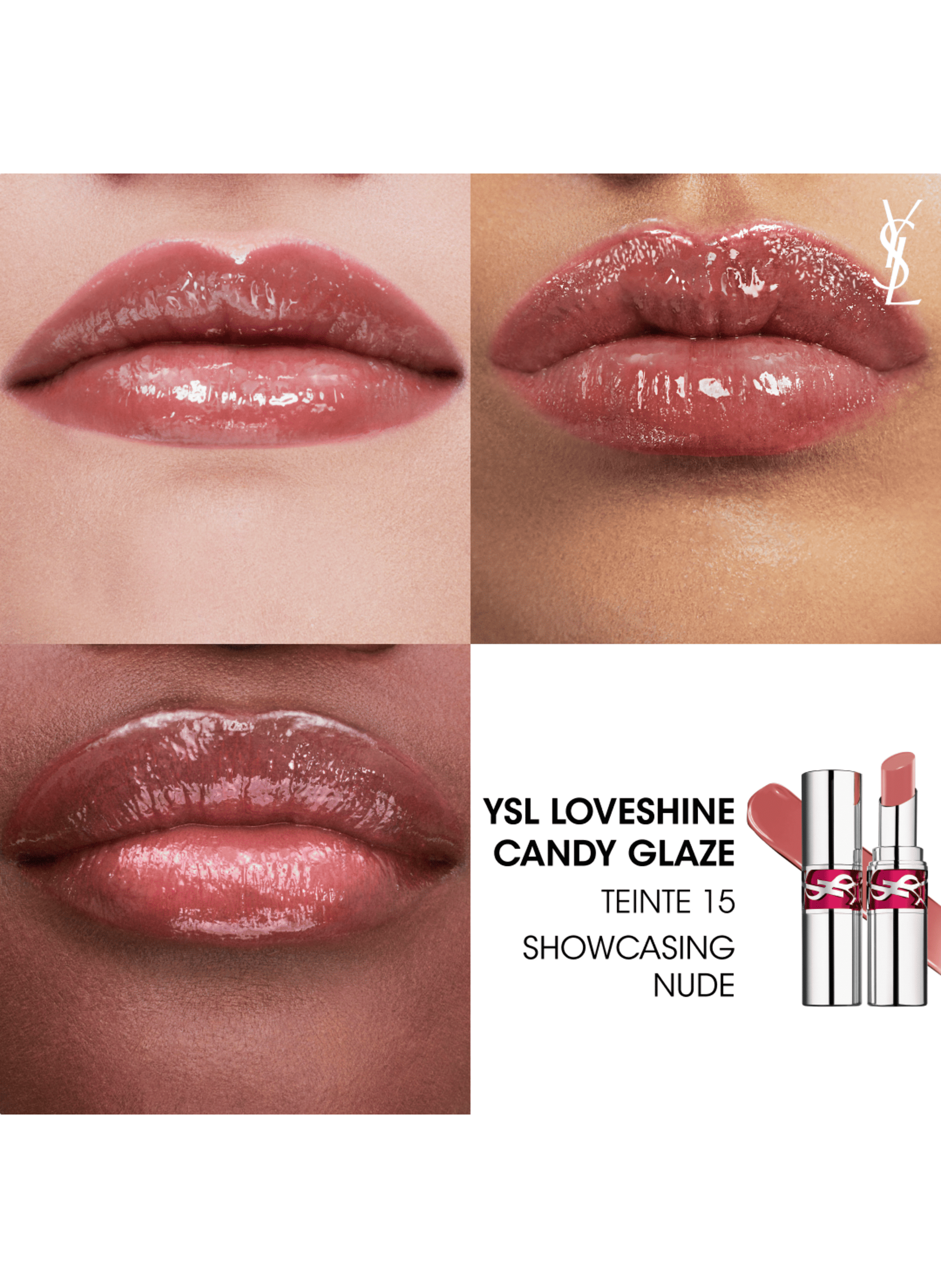 YSL Loveshine Gloss Stick 15 showcasing nude