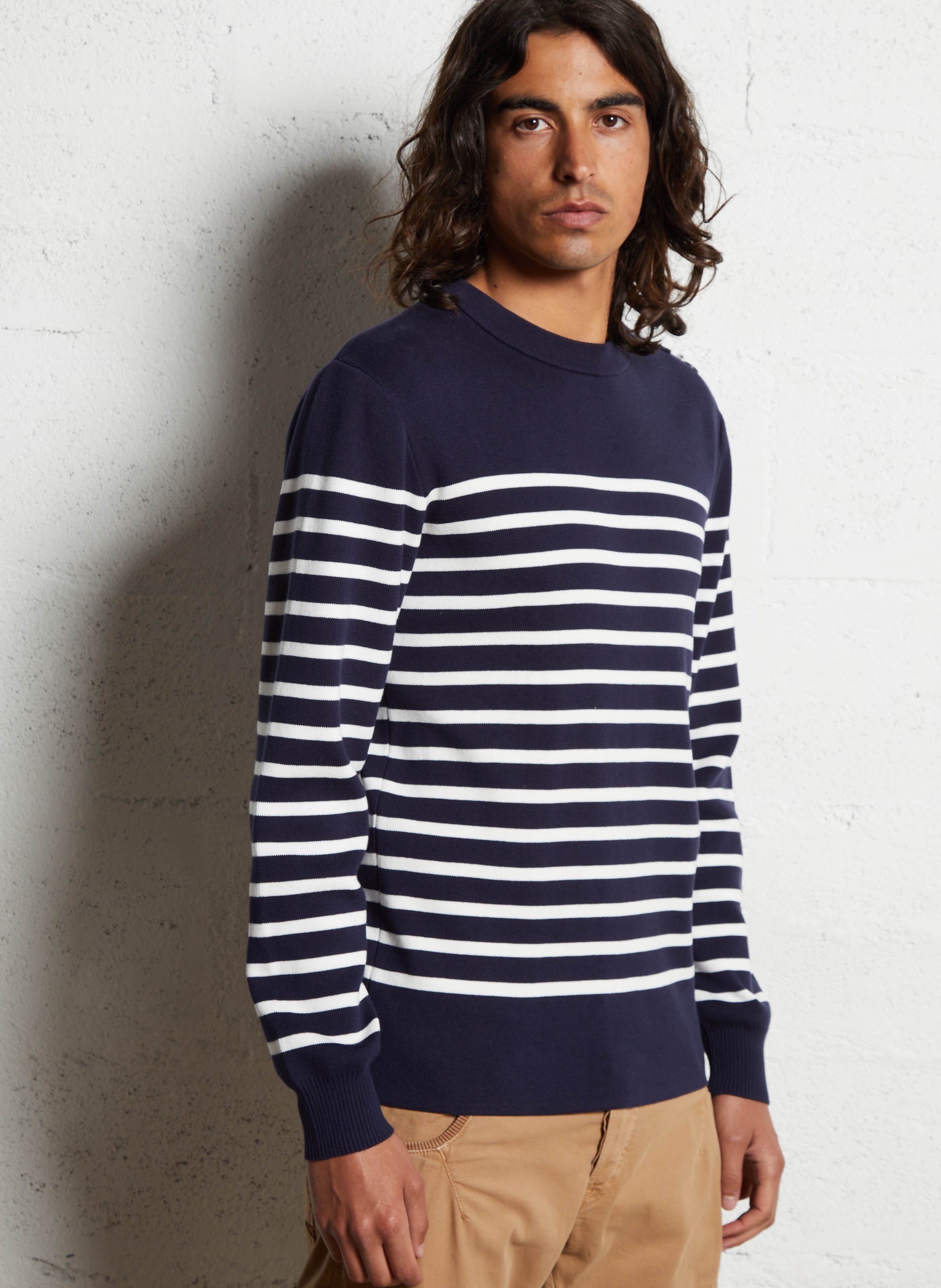 Marinière col rond slim-fit en maille de coton ARMOR-LUX Multicolore