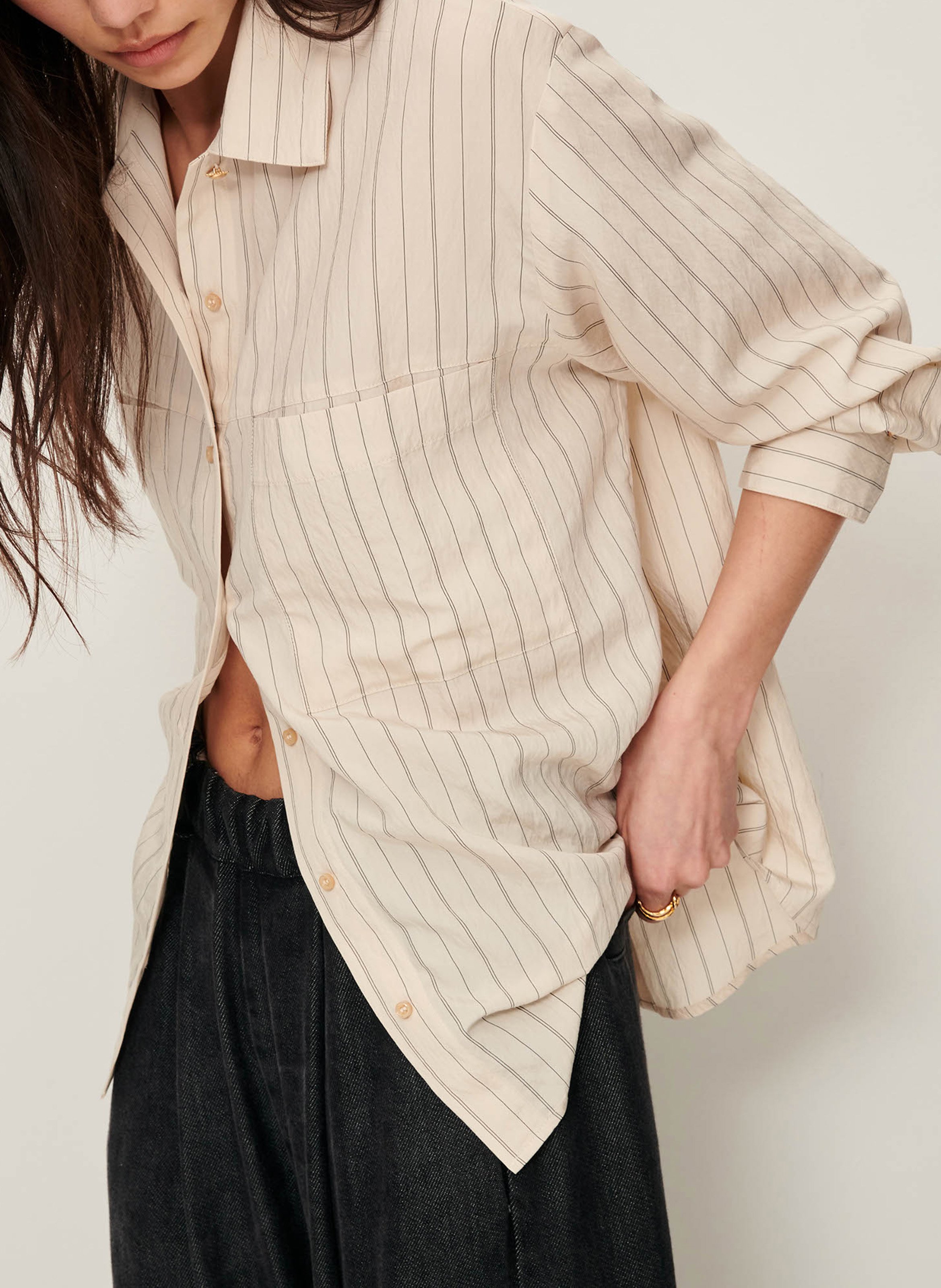 Chemise droite rayée san juan SESSUN Beige