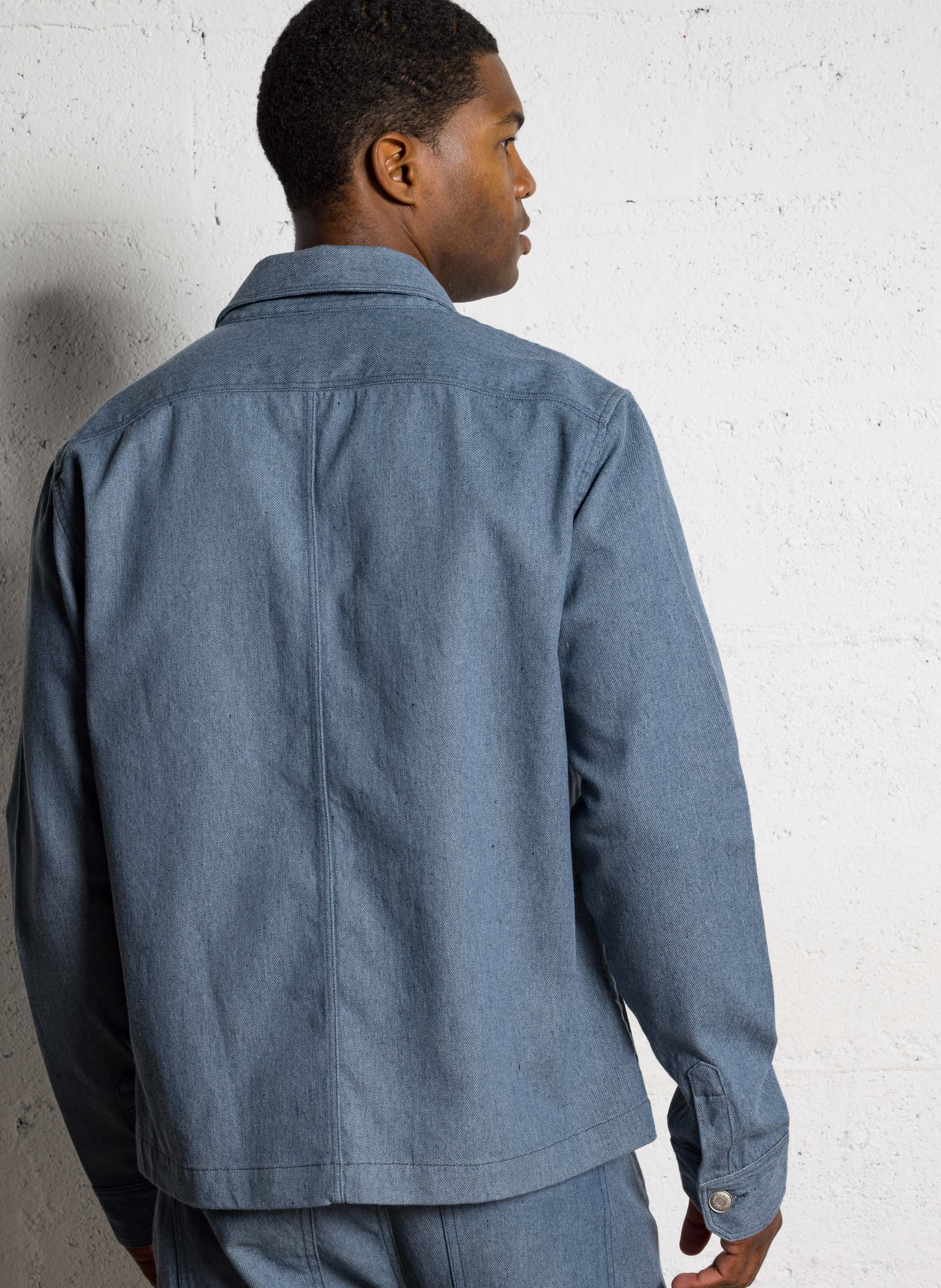 Veste droite en jean effet chiné IKKS Bleu