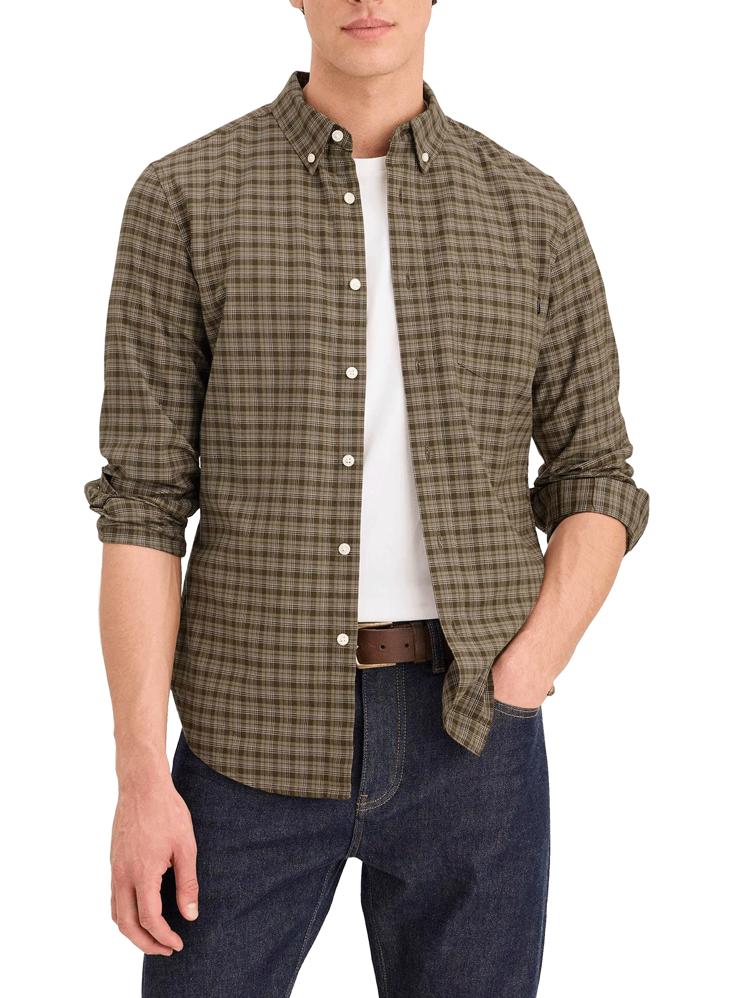 DOCKERS Chemise slim en coton Kaki