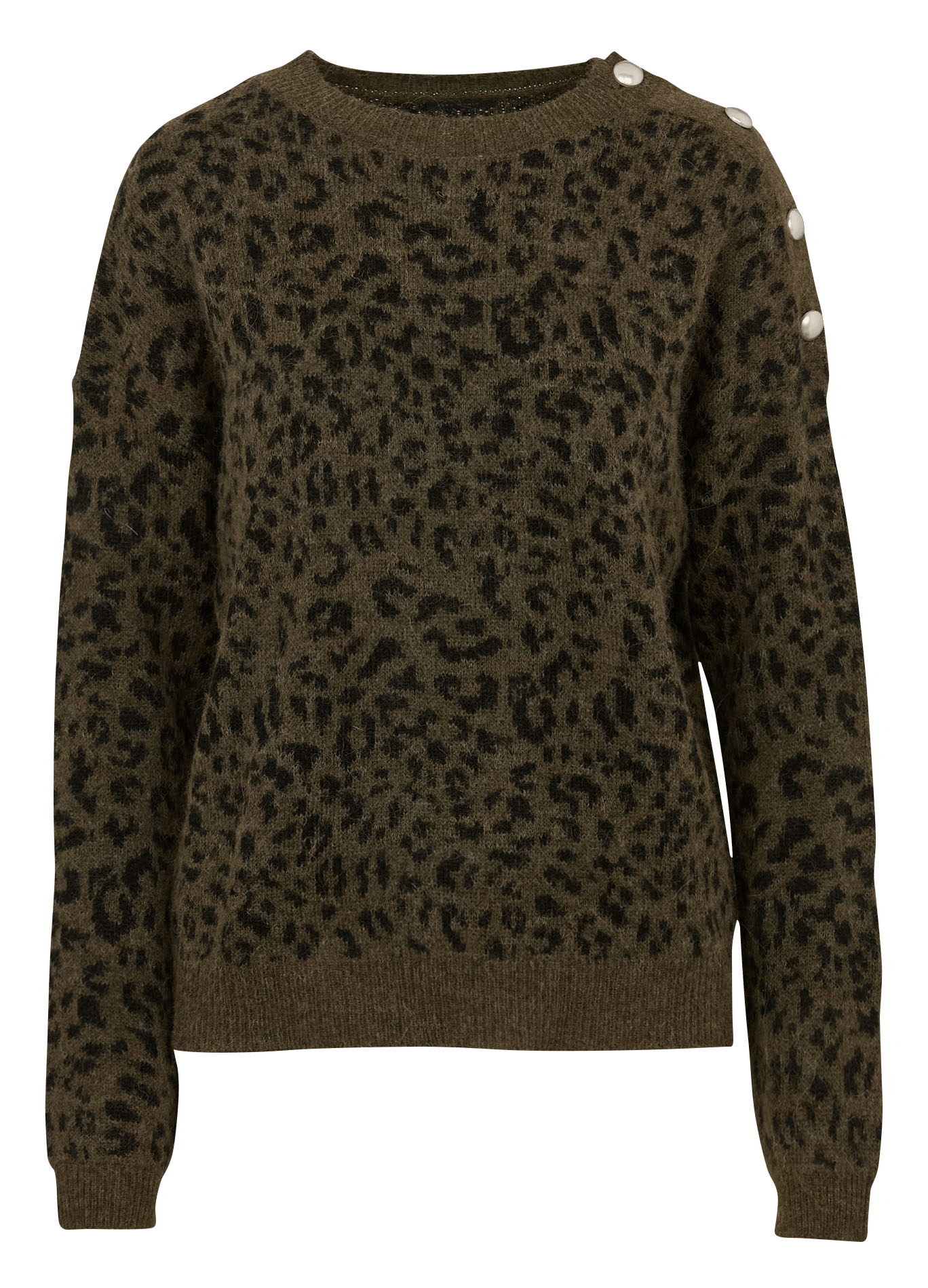 Pull droit col rond imprimé IKKS Kaki