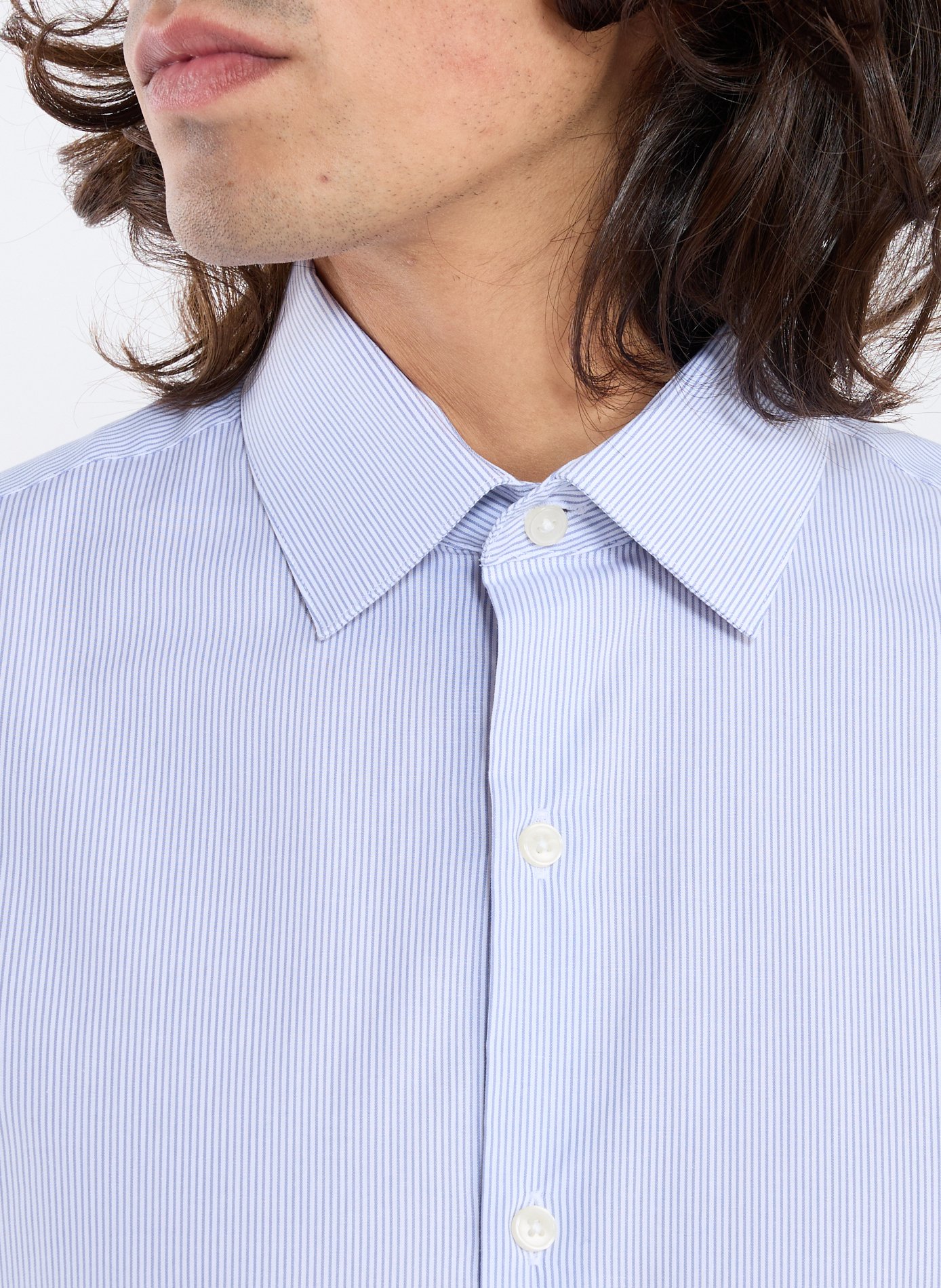 Striped slim fit shirt in blended cotton CALVIN KLEIN Blue