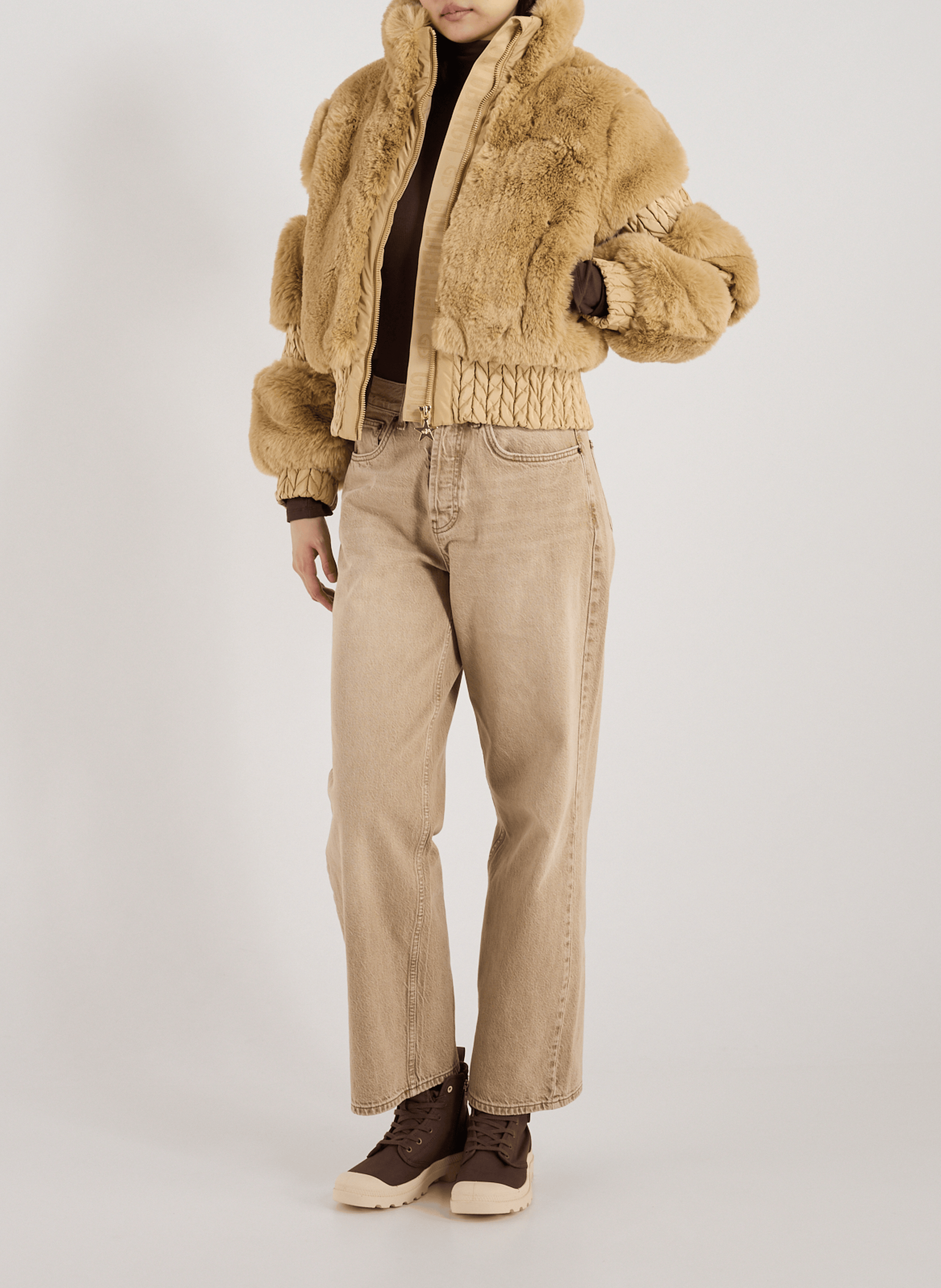 Jean ample en coton TOPSHOP Beige