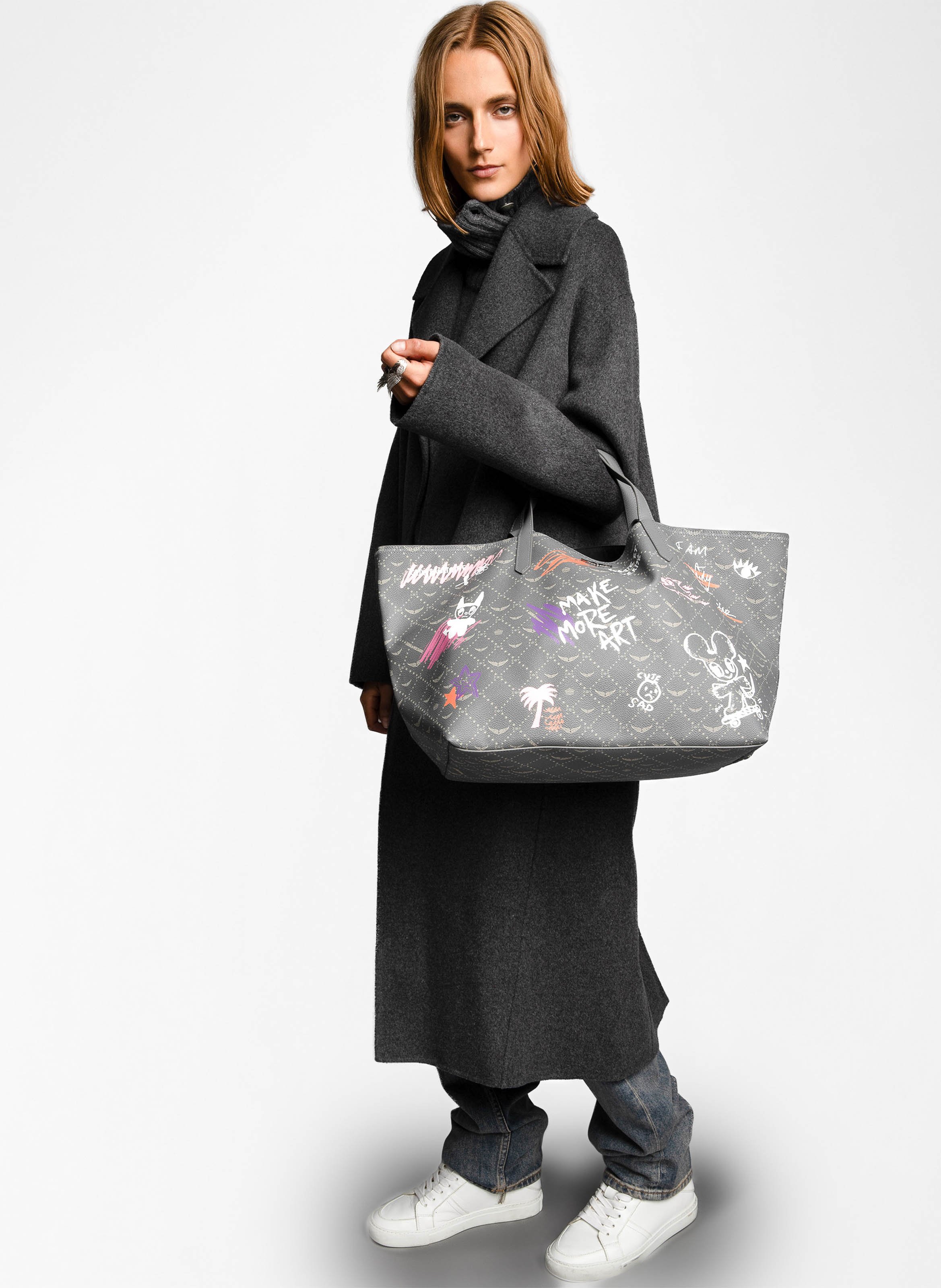 Sac cabas imprimé z shopper xl ZADIG&VOLTAIRE Gris