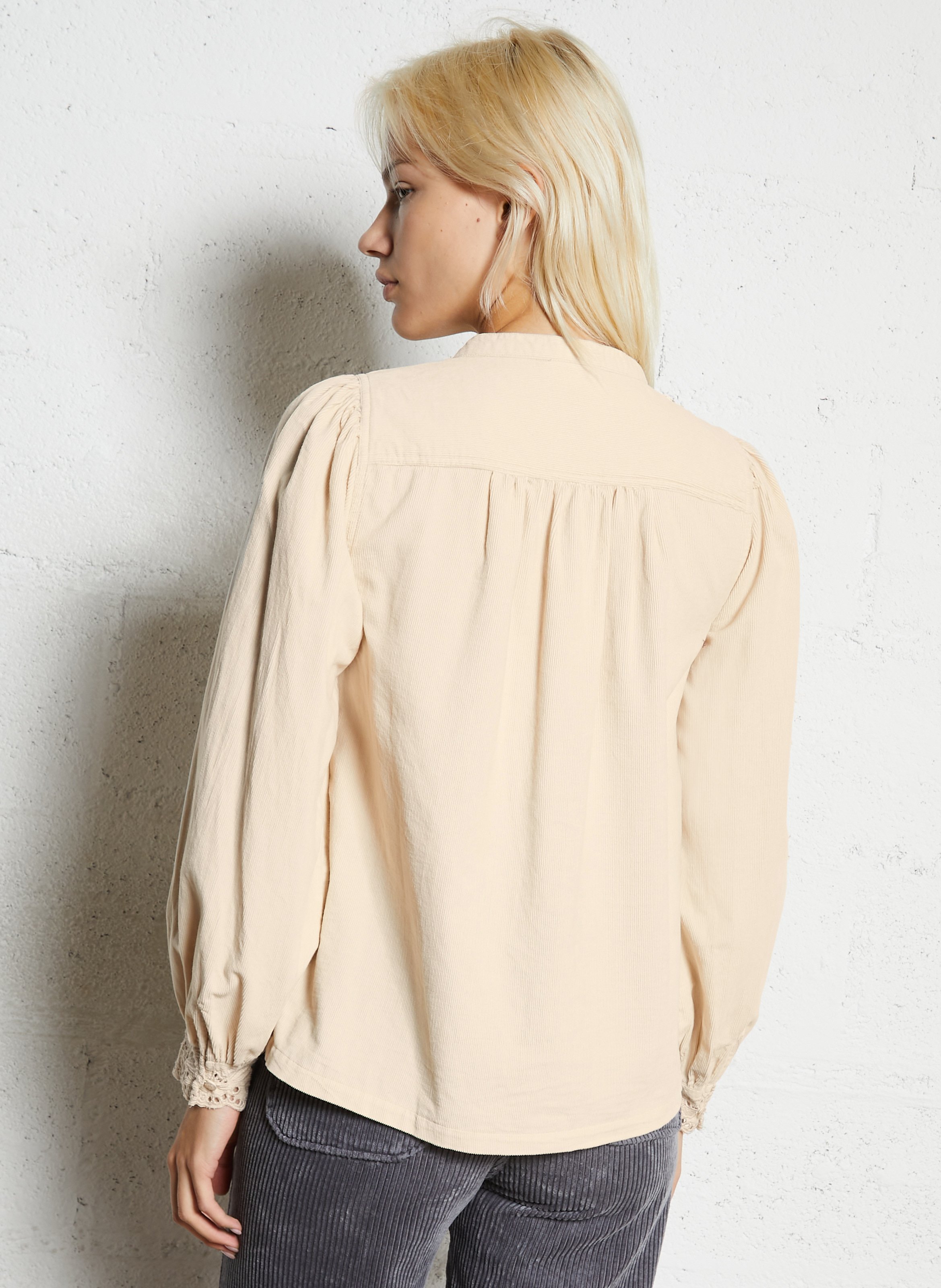 Blouse col rond en velours côtelé senna MAISON 123 Beige