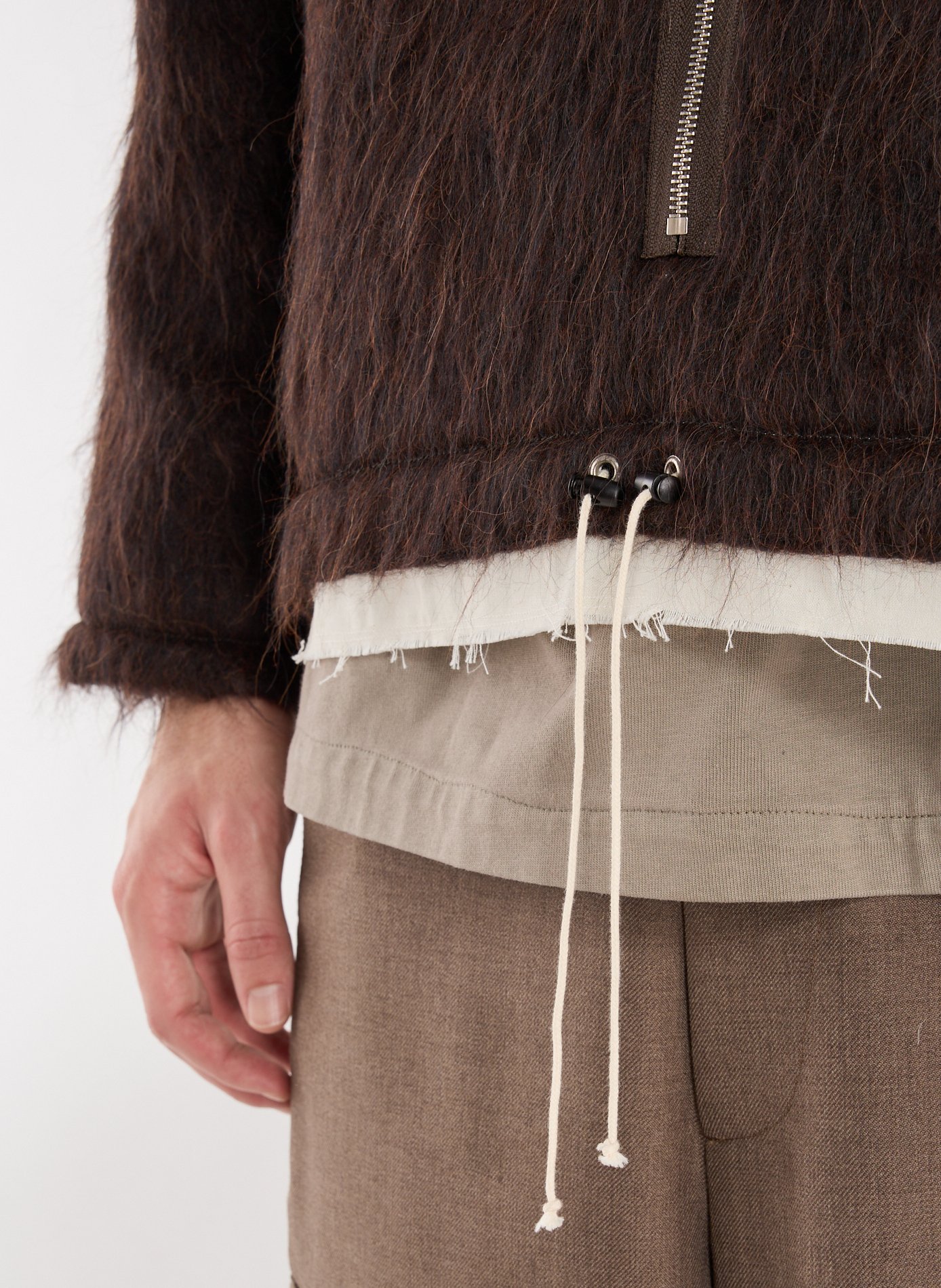 Straight fleece anorak with high collar in cotton CAMIEL FORTGENS Brown