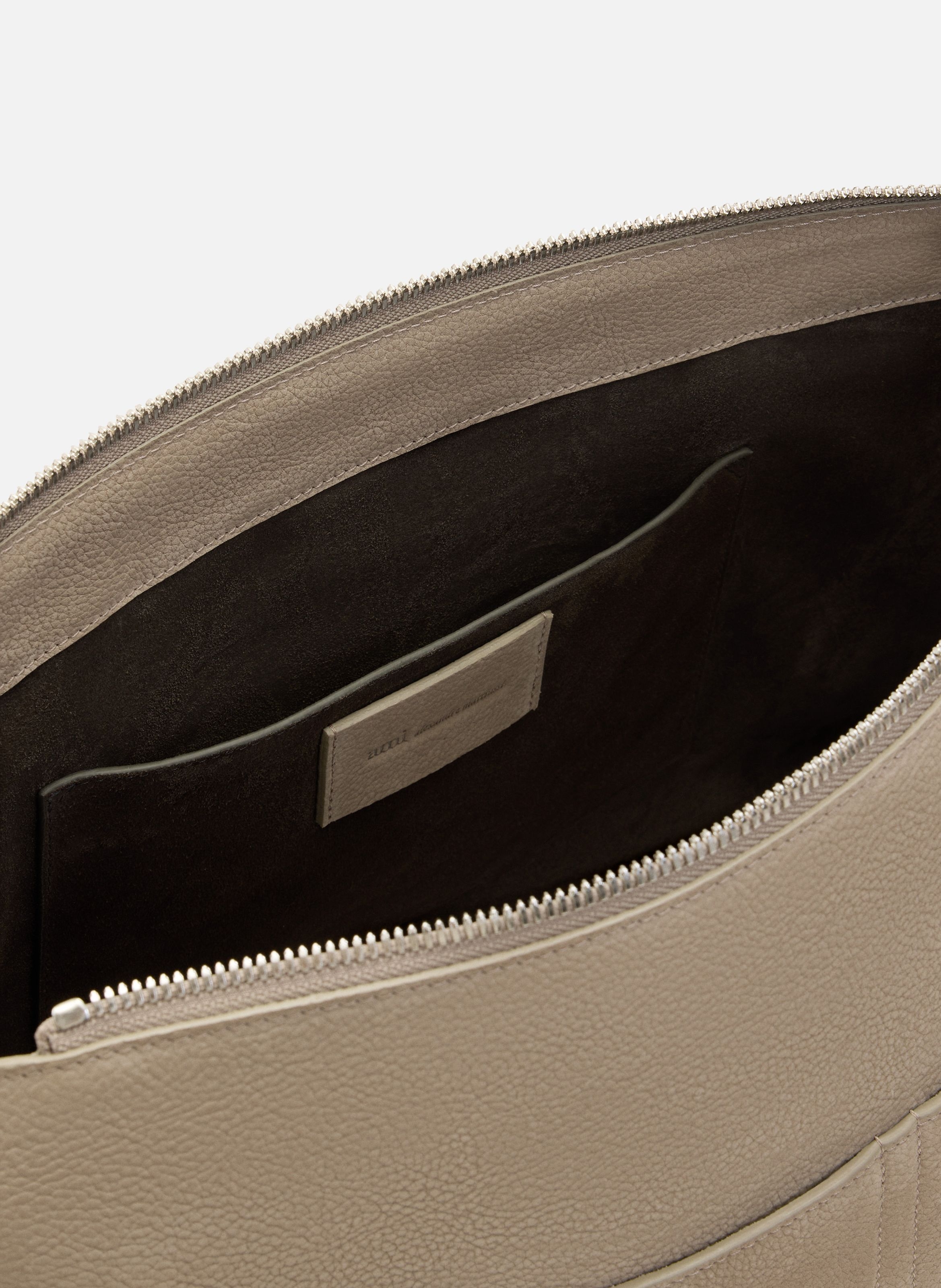 Grand sac à rabat carrousel unisexe en cuir de vache AMI PARIS Gris