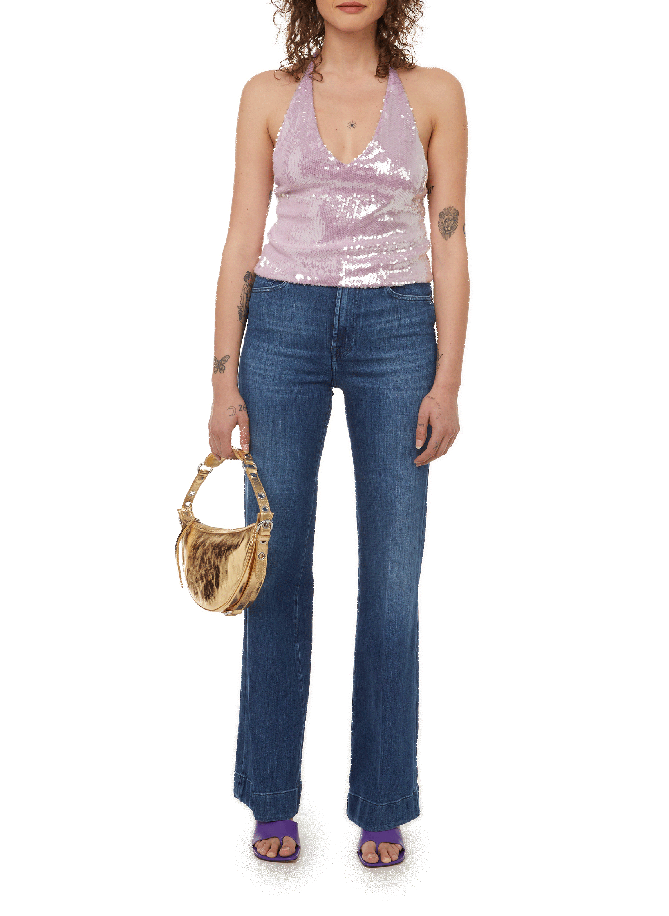 Sac porté épaule Gib en cuir métallisé BY FAR Doré