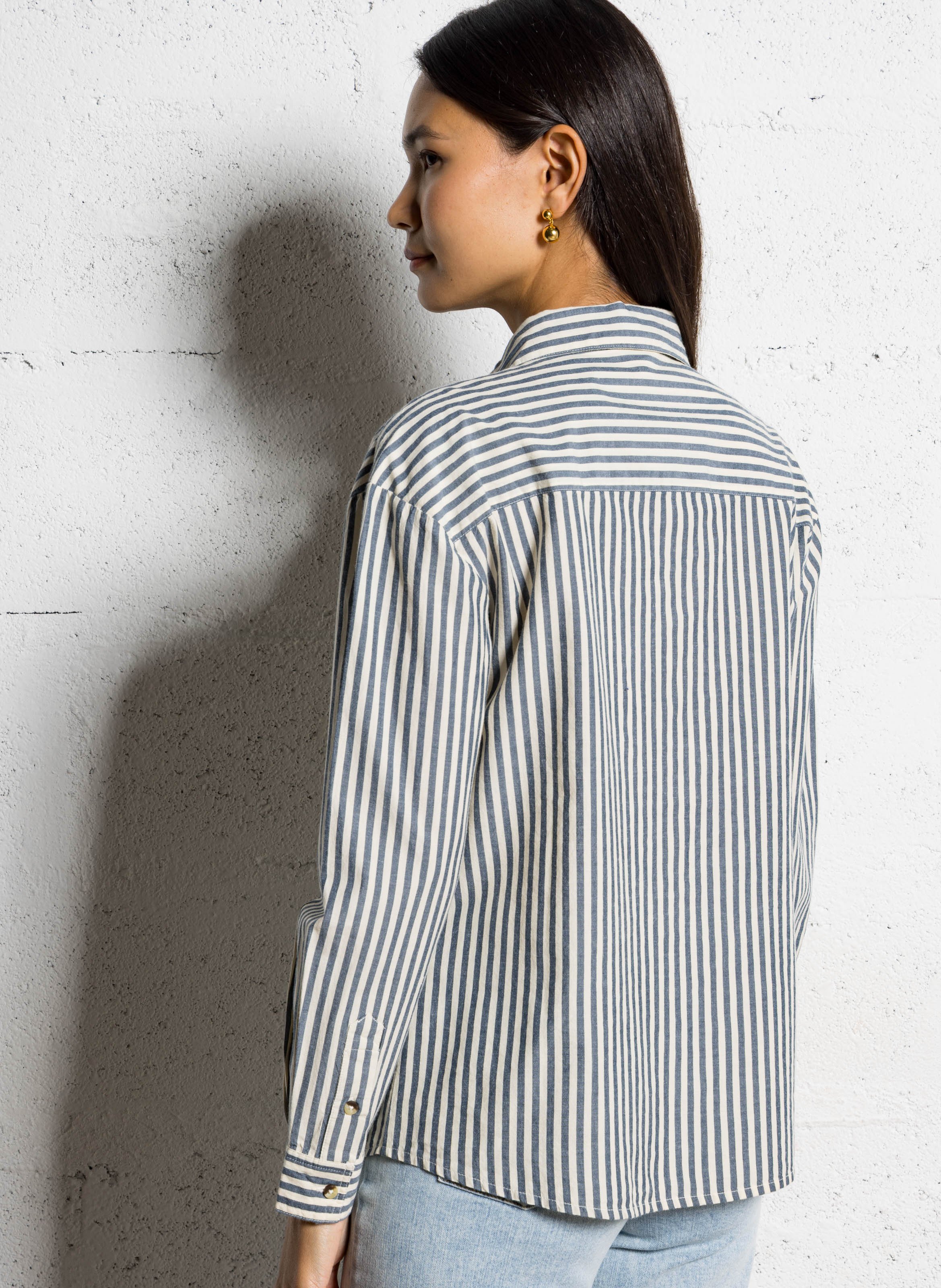 Chemise ajustée à rayures en coton savana MAISON 123 Violet