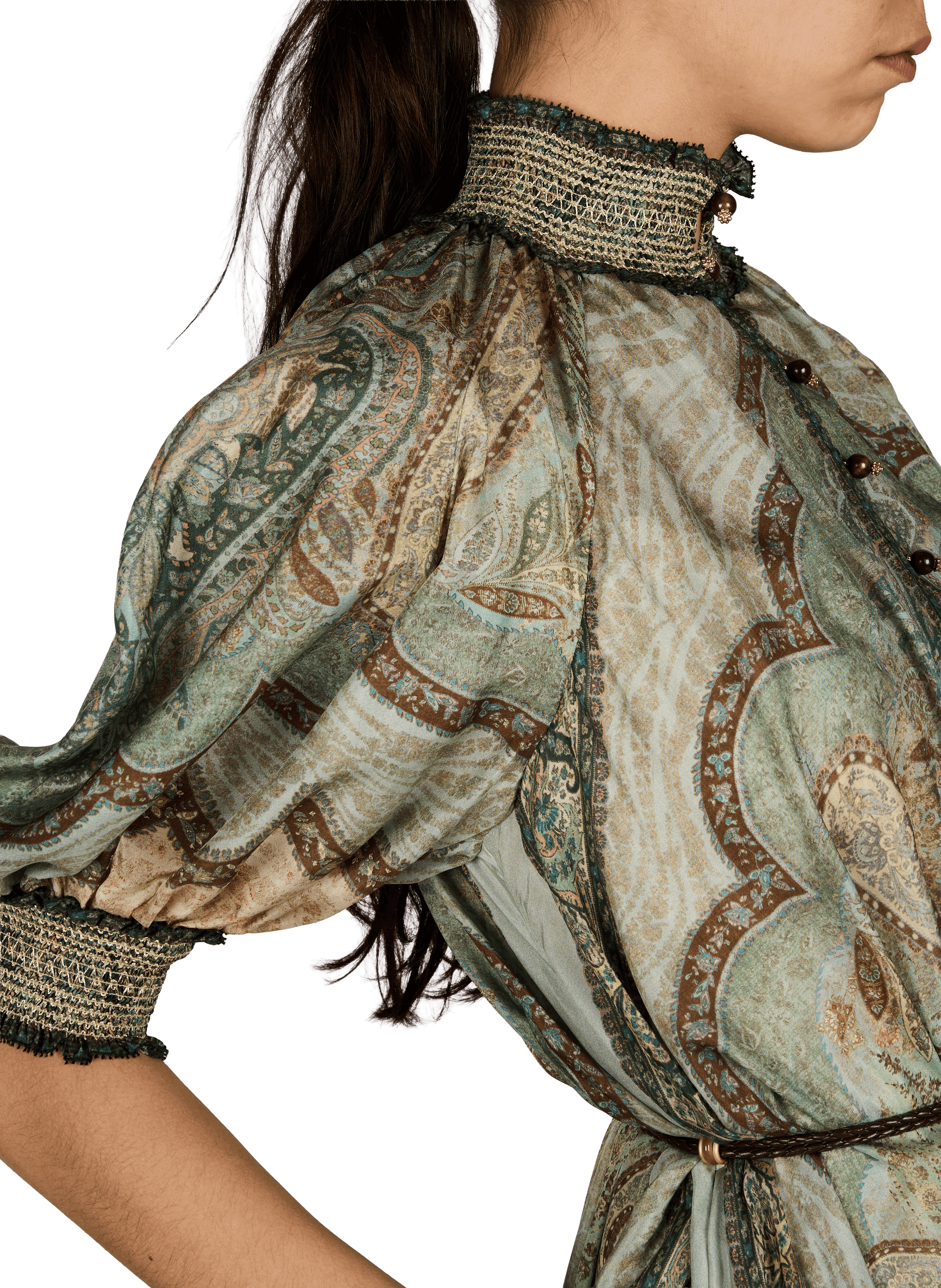 Flowy silk dress with a high neck ZIMMERMANN Multicolour