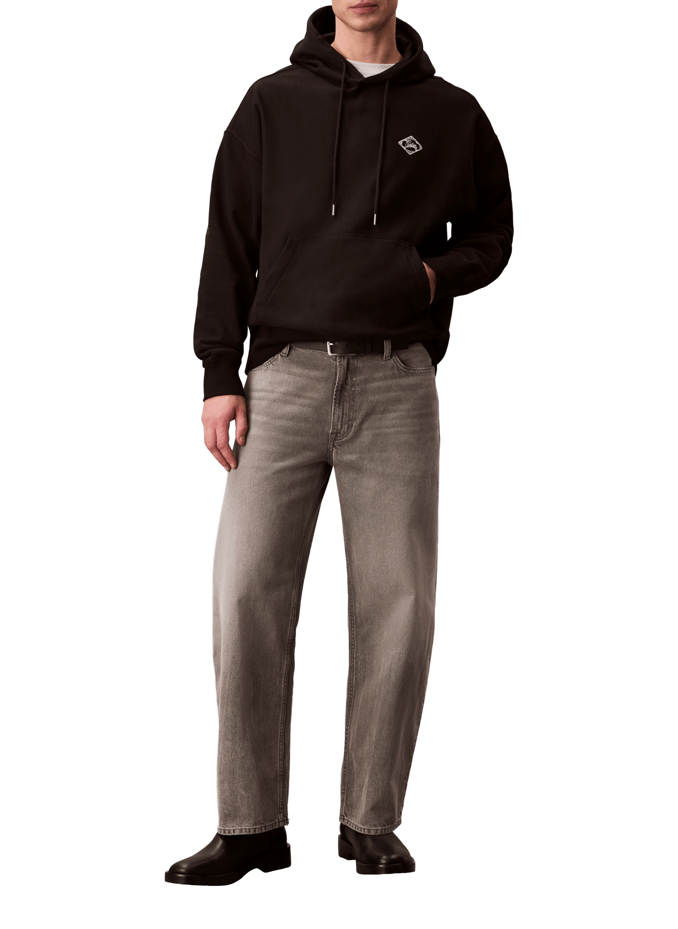 Sweatshirt à capuche en coton mélangé CALVIN KLEIN Noir