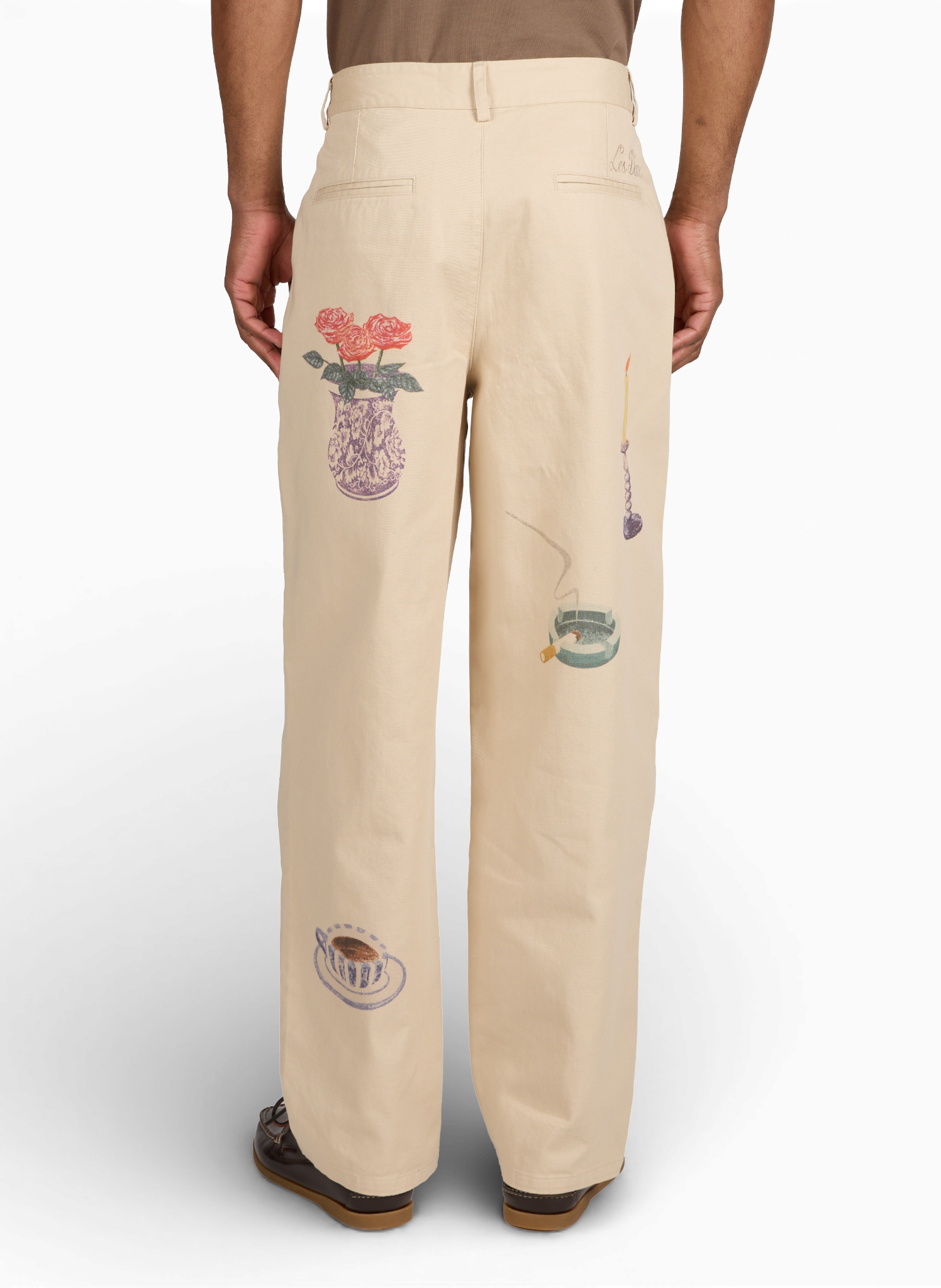 Wide leg Romeo jeans with pattern in cotton LES DEUX Beige