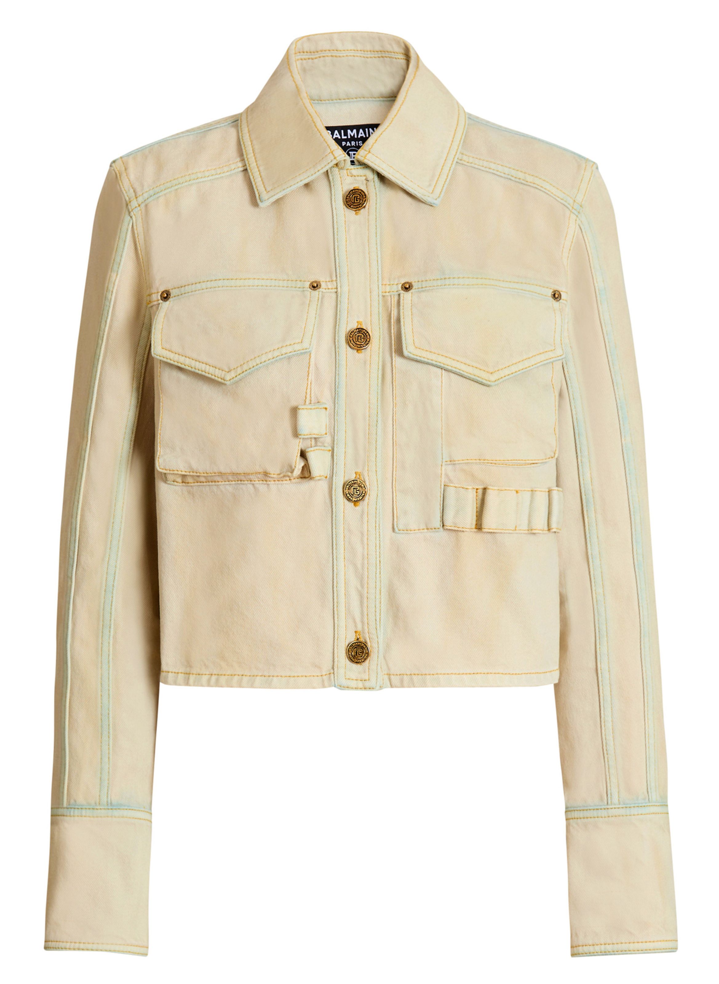 Veste en denim délavé BALMAIN Beige