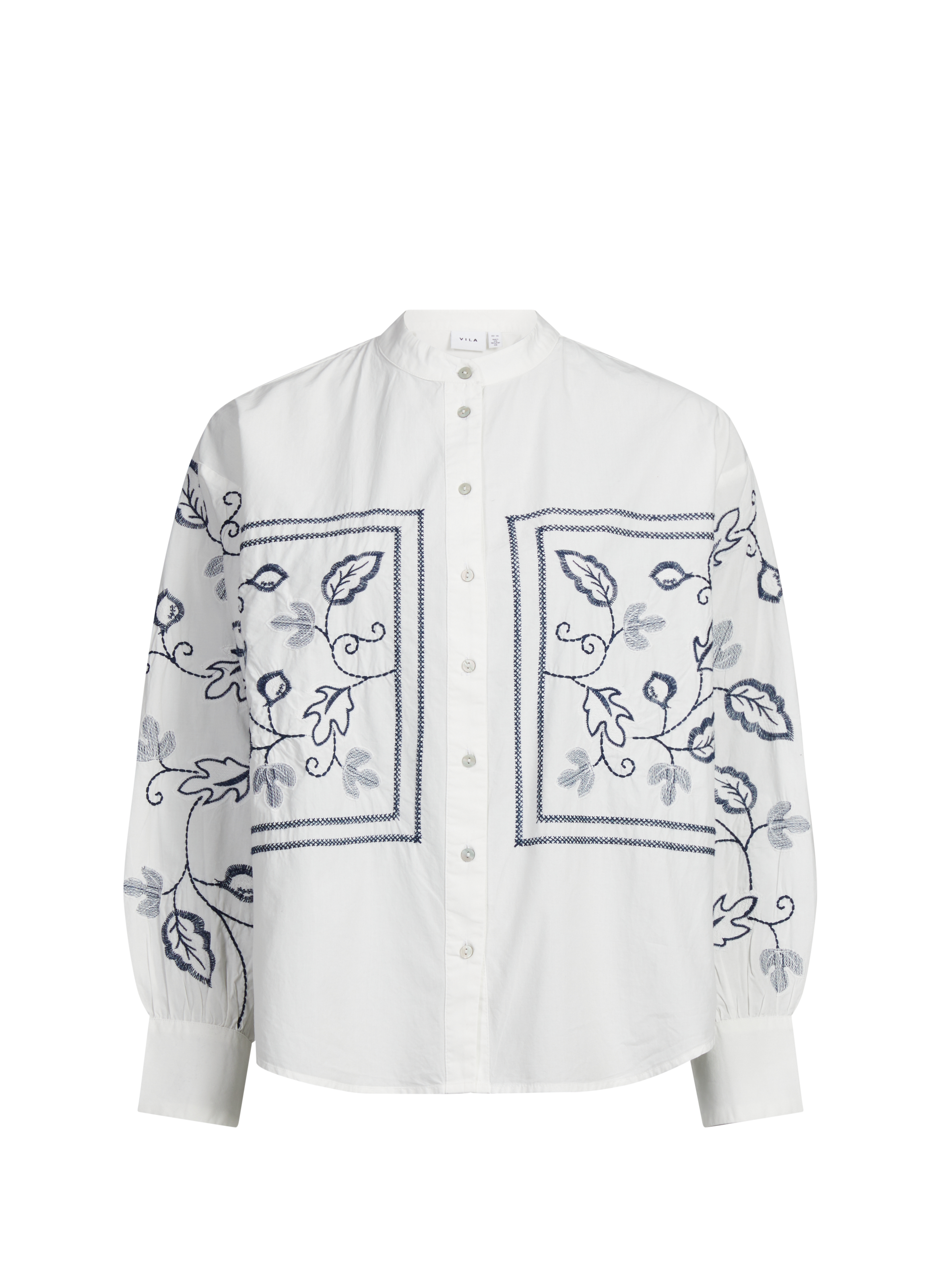 Embroidered cotton shirt VILA Beige
