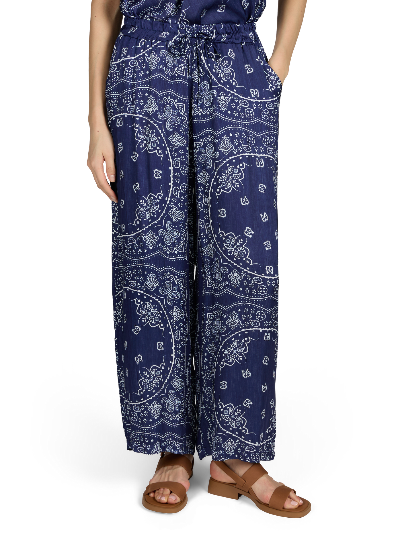 Pantalon imprimé fluide Phoenix AOKYANOS Bleu