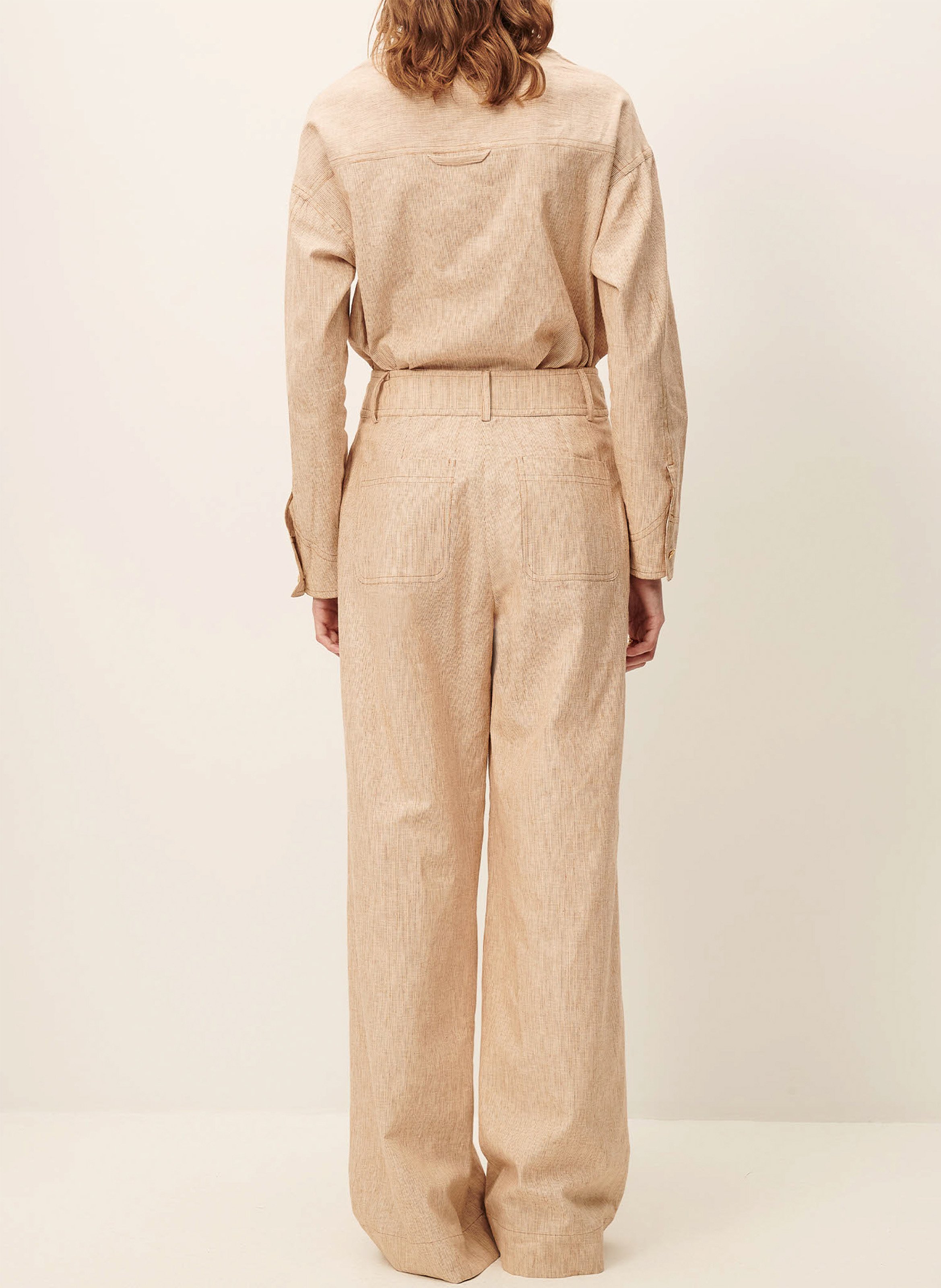 Surchemise droite col classique en coton et lin mélangé notteri SESSUN Beige